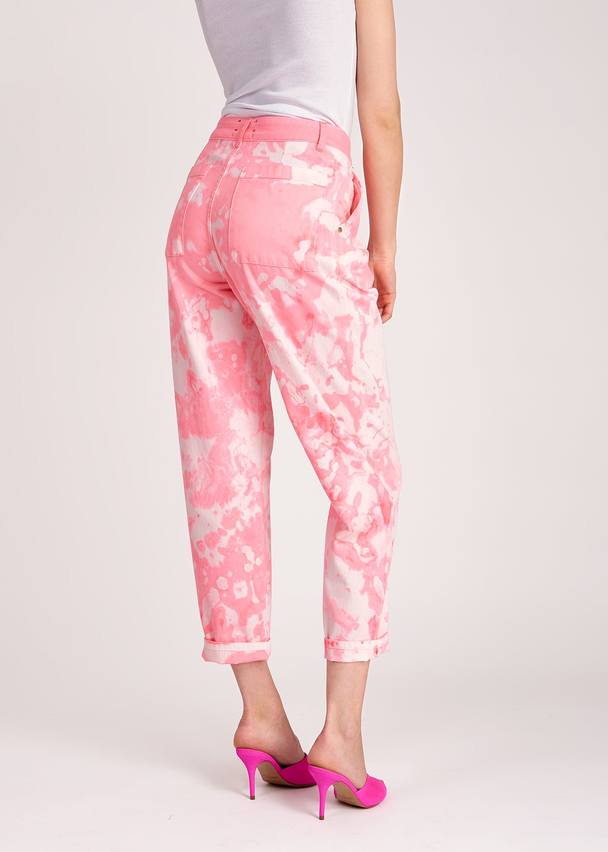 Pink and off-white tie-dyed jeans RE—SSENTIEL | Essentiel second hand