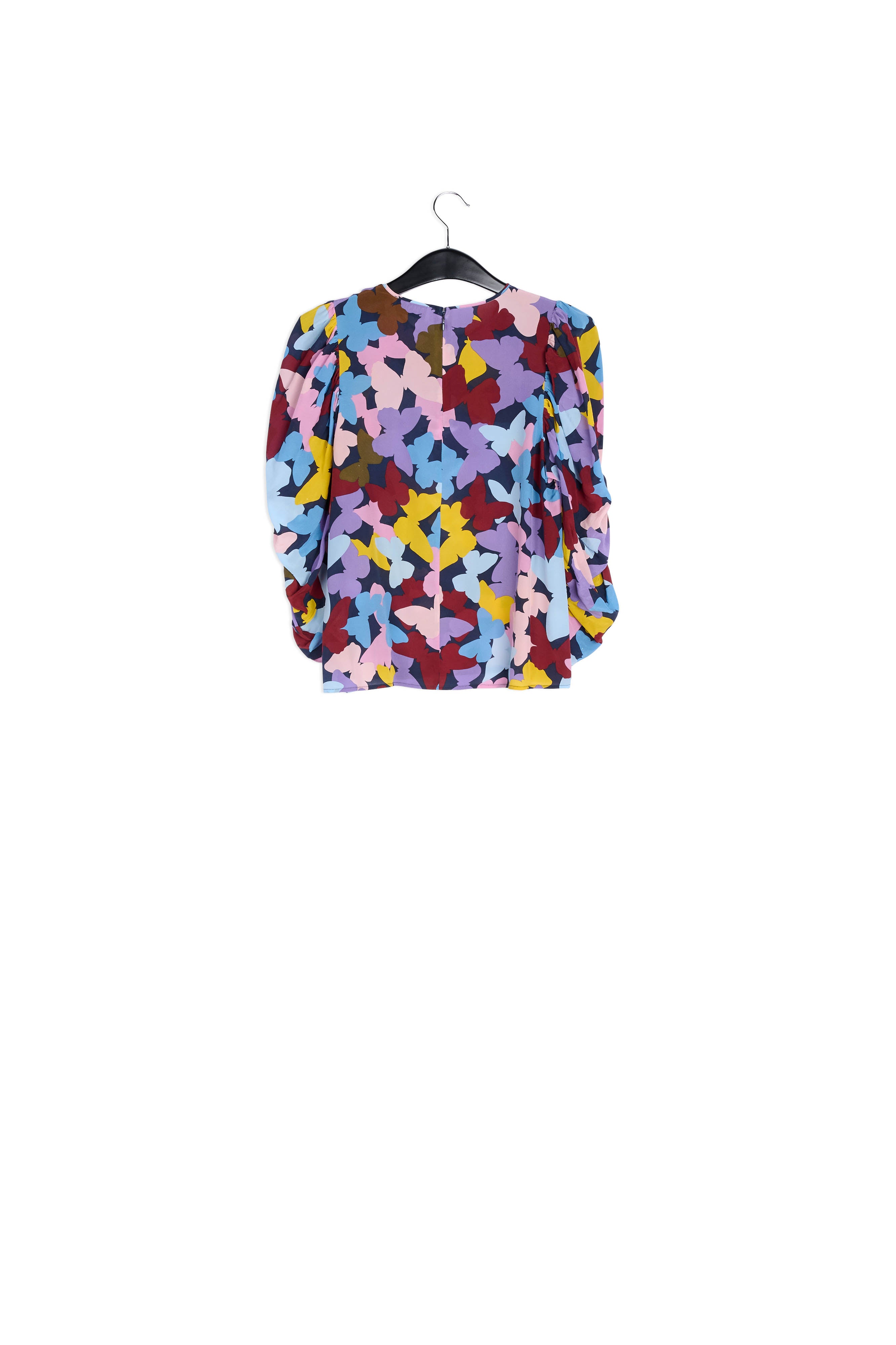 Dark blue silk butterfly print top RE—SSENTIEL | Essentiel second hand