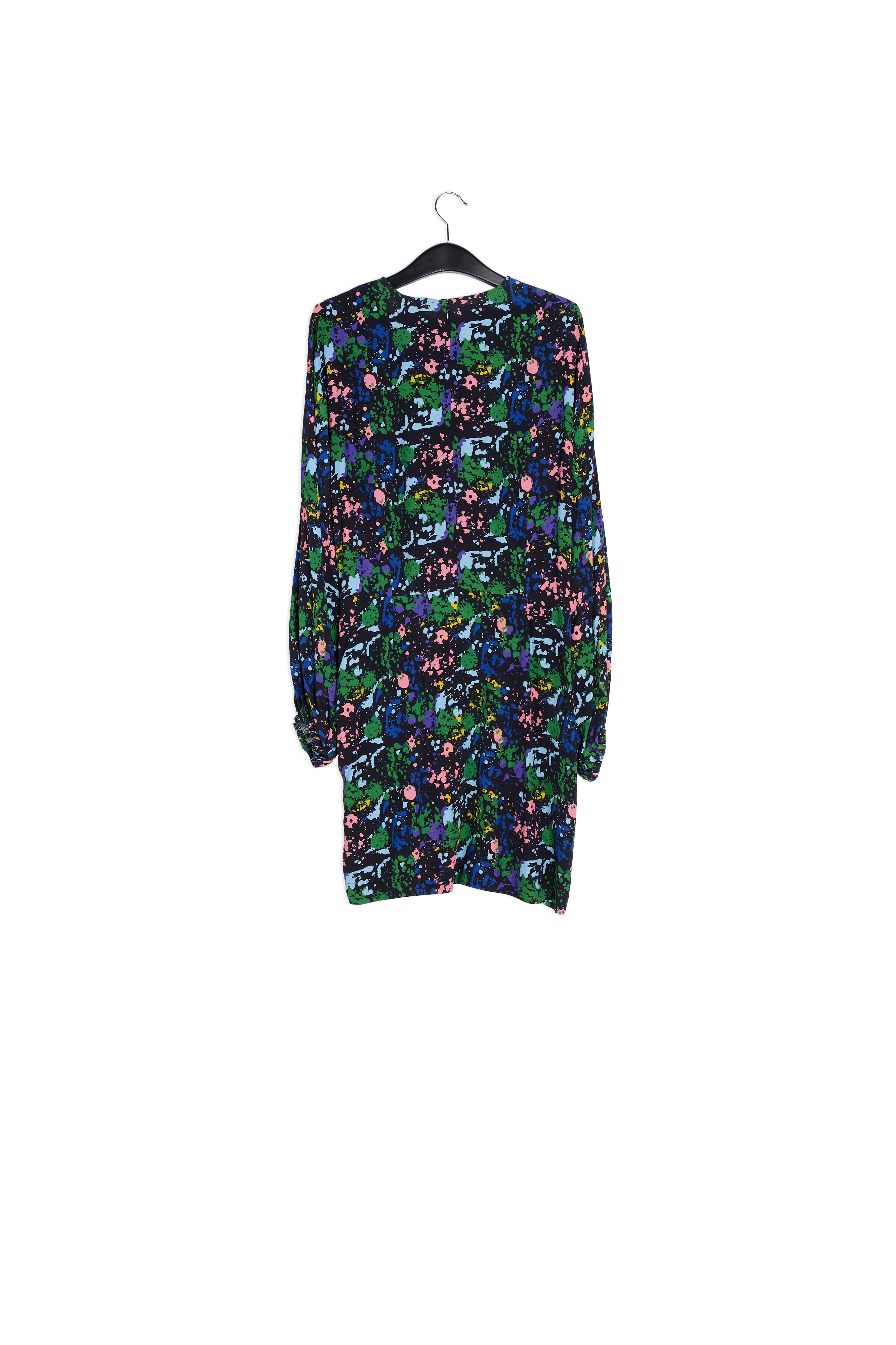 Zwarte en blauwe mini-jurk met bloemenprint RE—SSENTIEL | Essentiel second hand