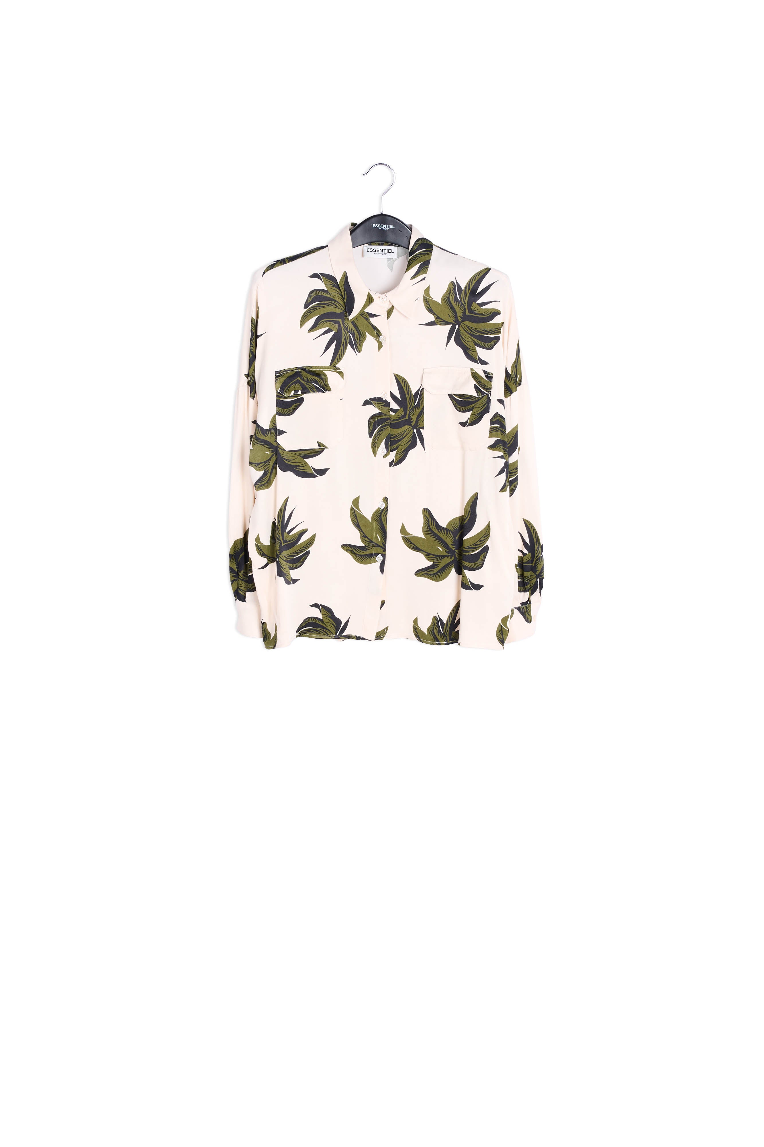 Off-white and green floral print shirt RE—SSENTIEL | Essentiel second hand