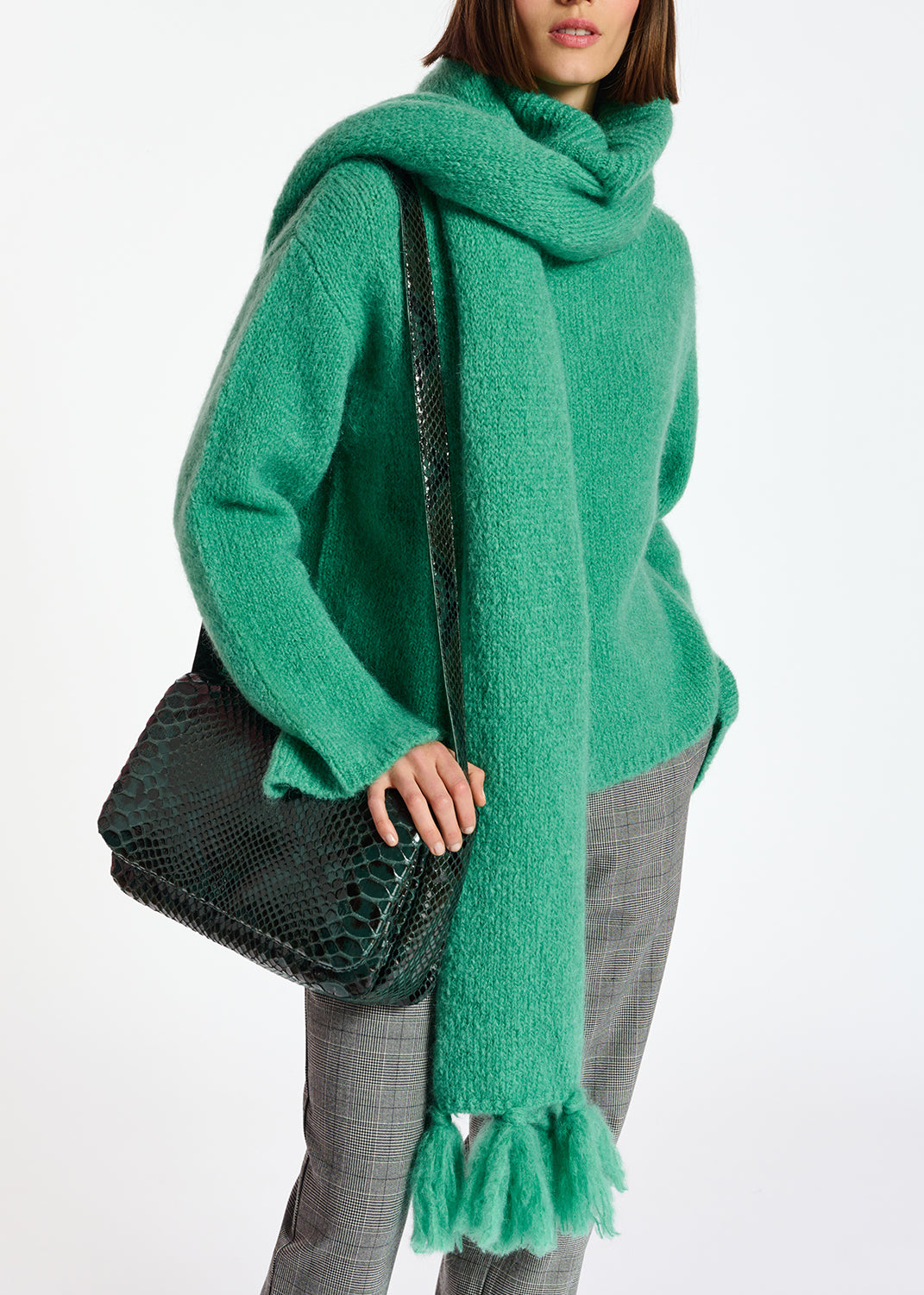 Teal oversized mohair-blend scarf RE—SSENTIEL | Essentiel second hand