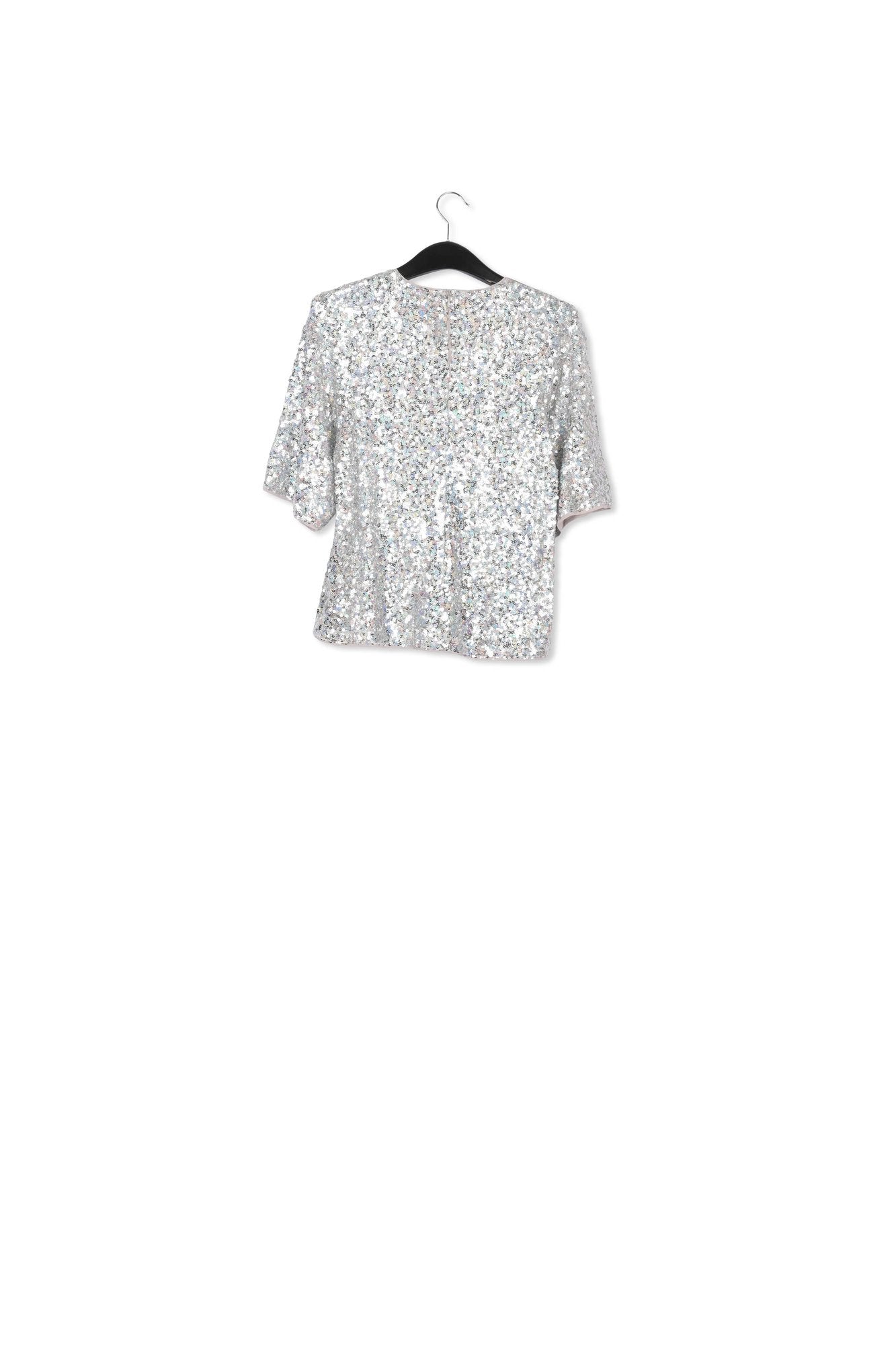 Silver sequin-embellished short-sleeved top RE—SSENTIEL | Essentiel second hand
