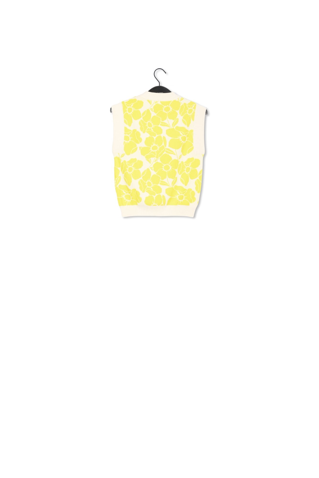 Top sans manches en jacquard fleuri blanc cassé et jaune RE—SSENTIEL | Essentiel second hand