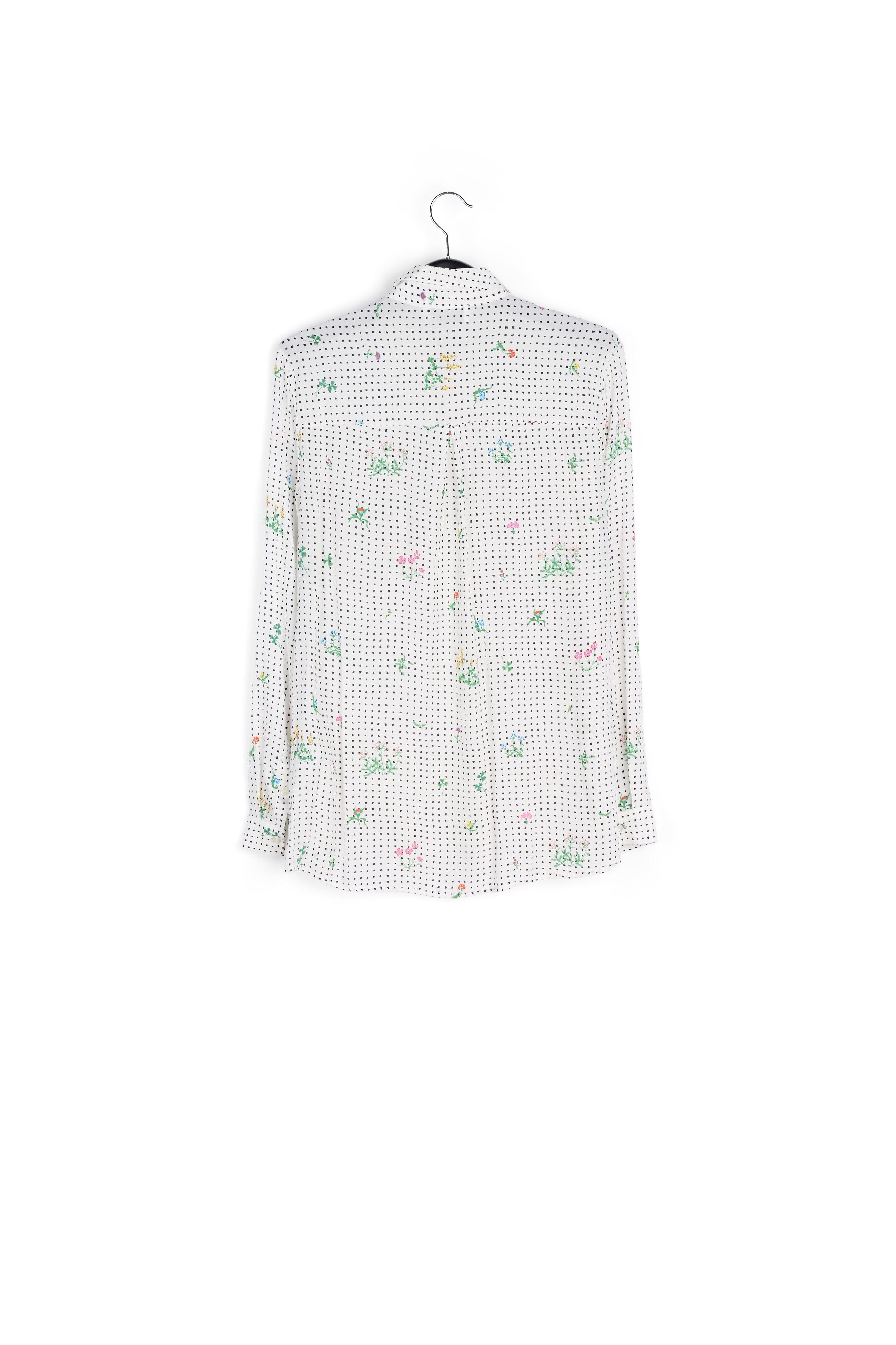 Off-white polka dot and floral silk shirt RE—SSENTIEL | Essentiel second hand