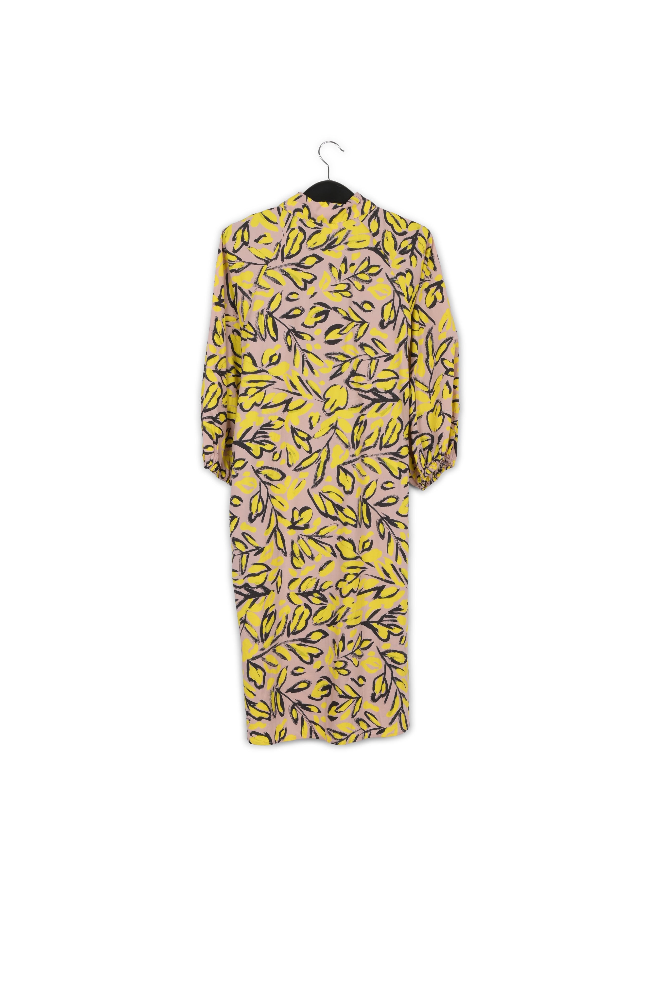 Robe chemise à fleurs beige, jaune et noire RE—SSENTIEL | Essentiel second hand