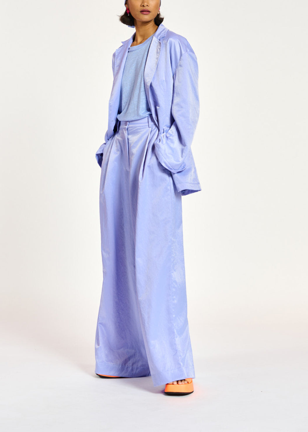 Blazer droit en satin bleu clair RE—SSENTIEL | Essentiel second hand