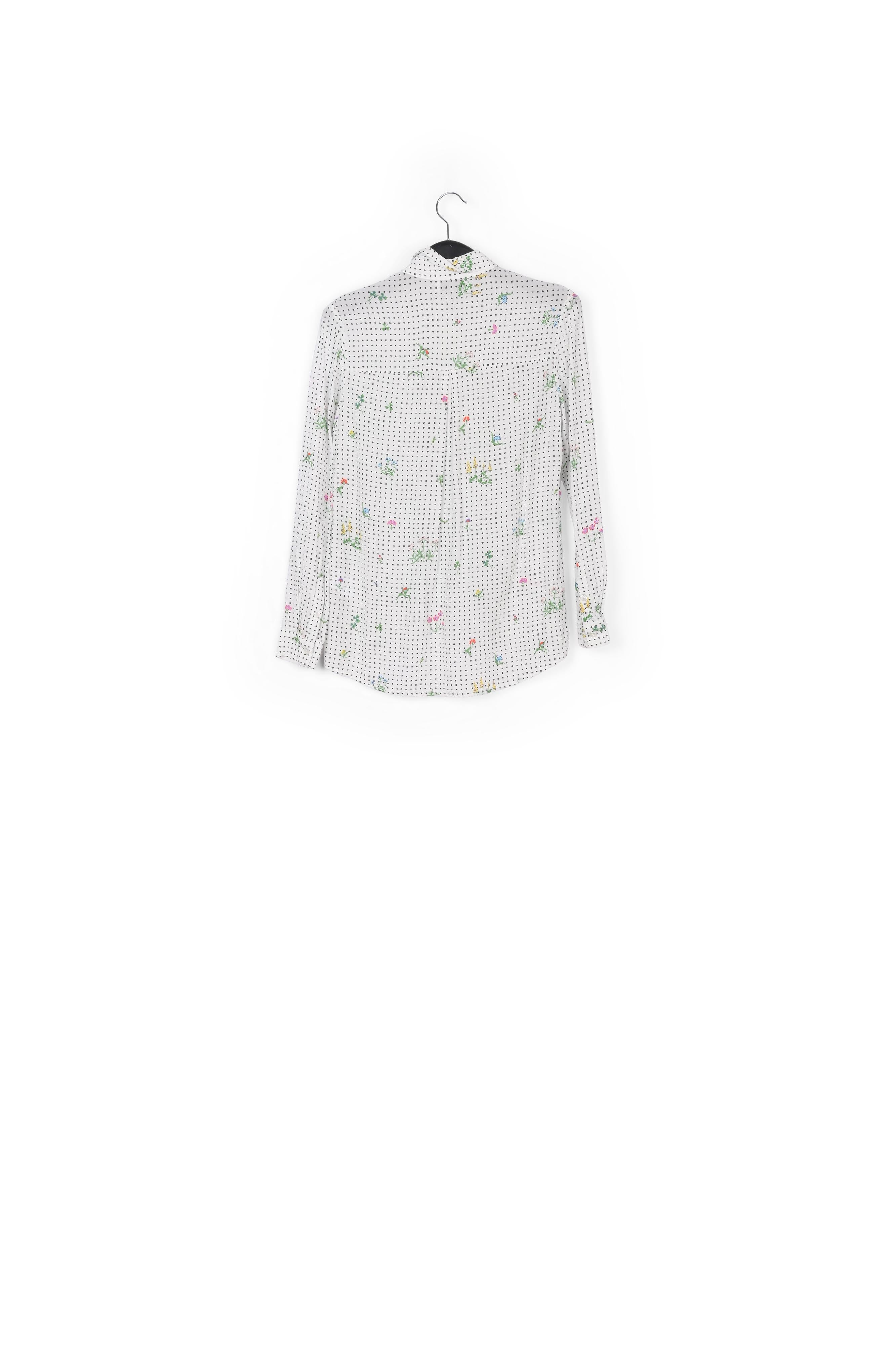 Chemise en soie à imprimé fleuri et à pois blanc cassé RE—SSENTIEL | Essentiel second hand