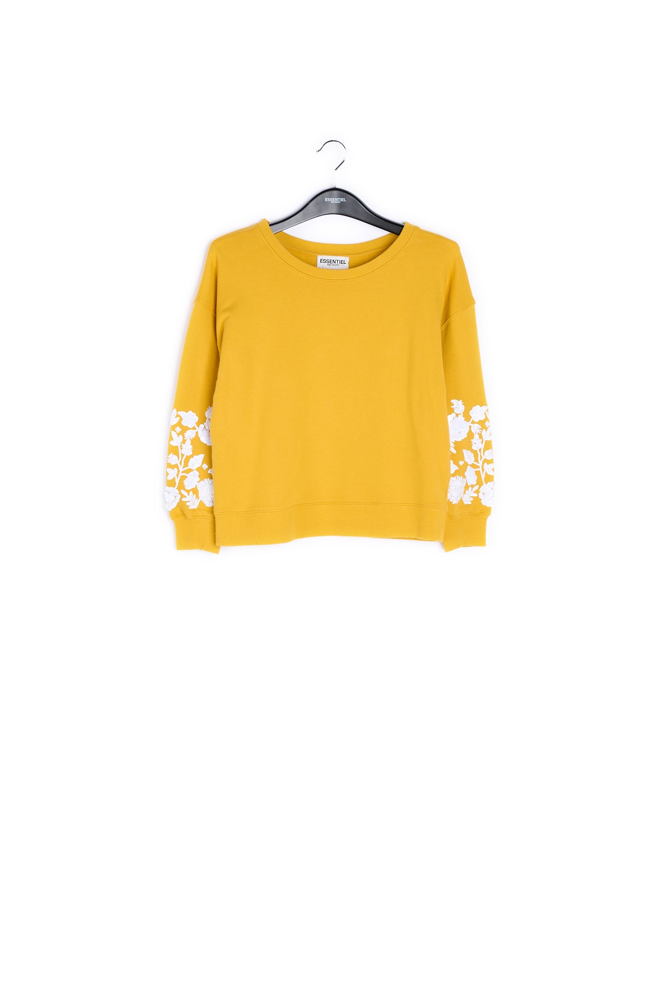 Yellow sweatshirt with white floral embroidery RE—SSENTIEL | Essentiel second hand