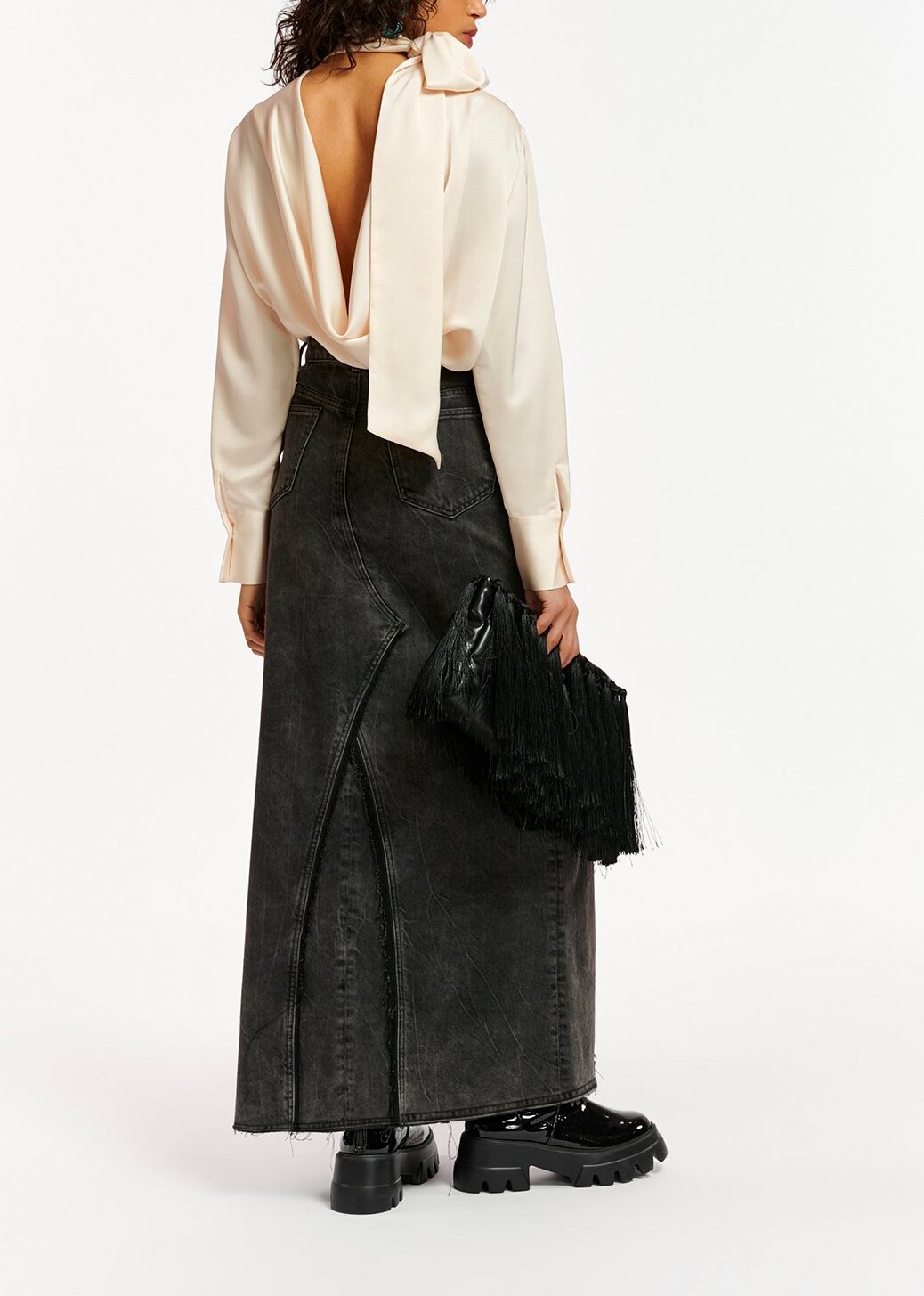Black denim maxi skirt RE—SSENTIEL | Essentiel second hand