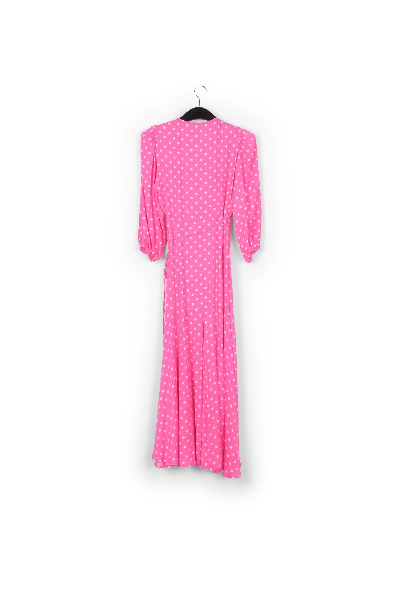 Neon pink polka dot wrap maxi dress RE—SSENTIEL | Essentiel second hand