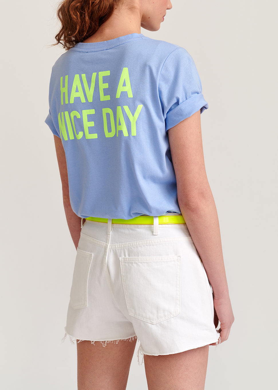 Sky blue printed oversized cotton t-shirt RE—SSENTIEL | Essentiel second hand