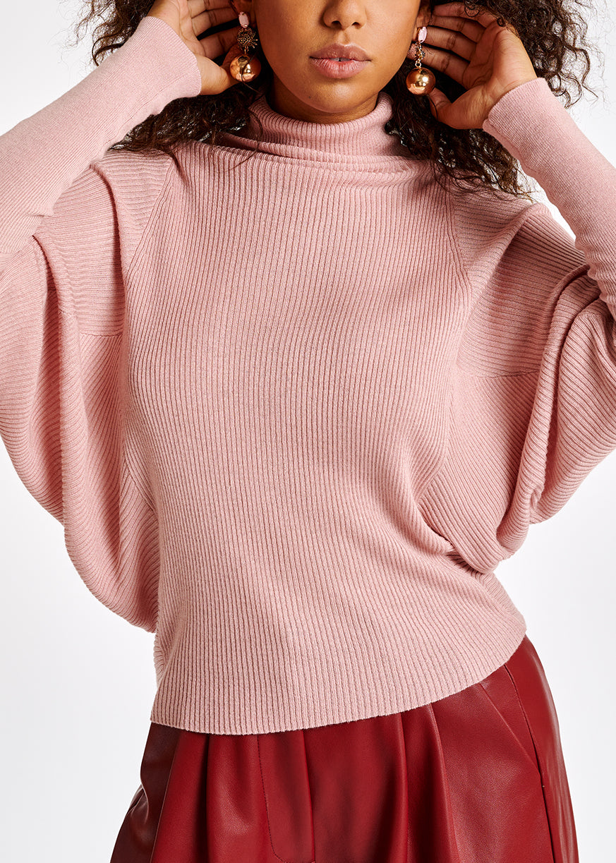 Pull à col roulé rose manches chauve-souris RE—SSENTIEL | Essentiel second hand