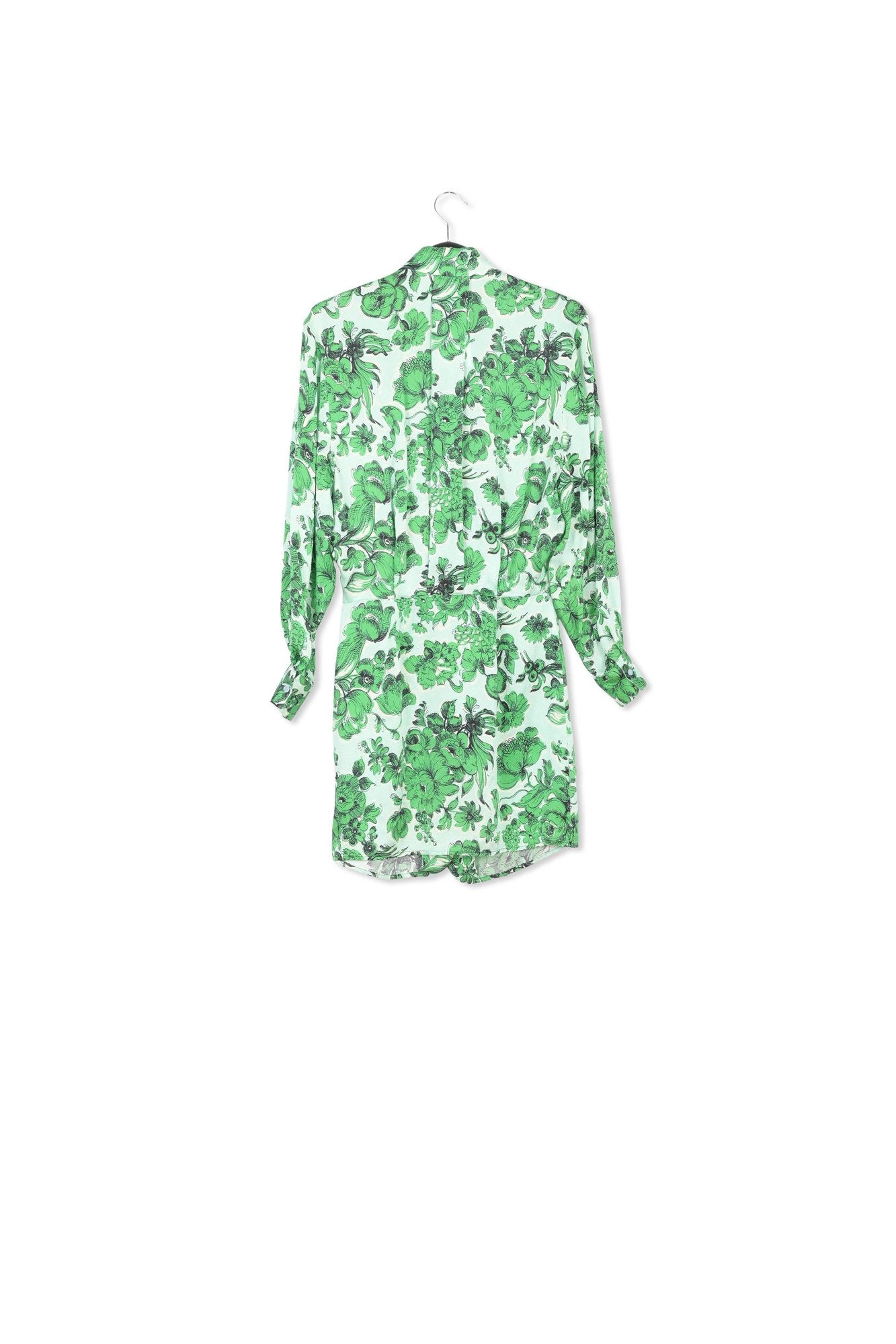 Mini robe en soie bleue et verte fleurie RE—SSENTIEL | Essentiel second hand