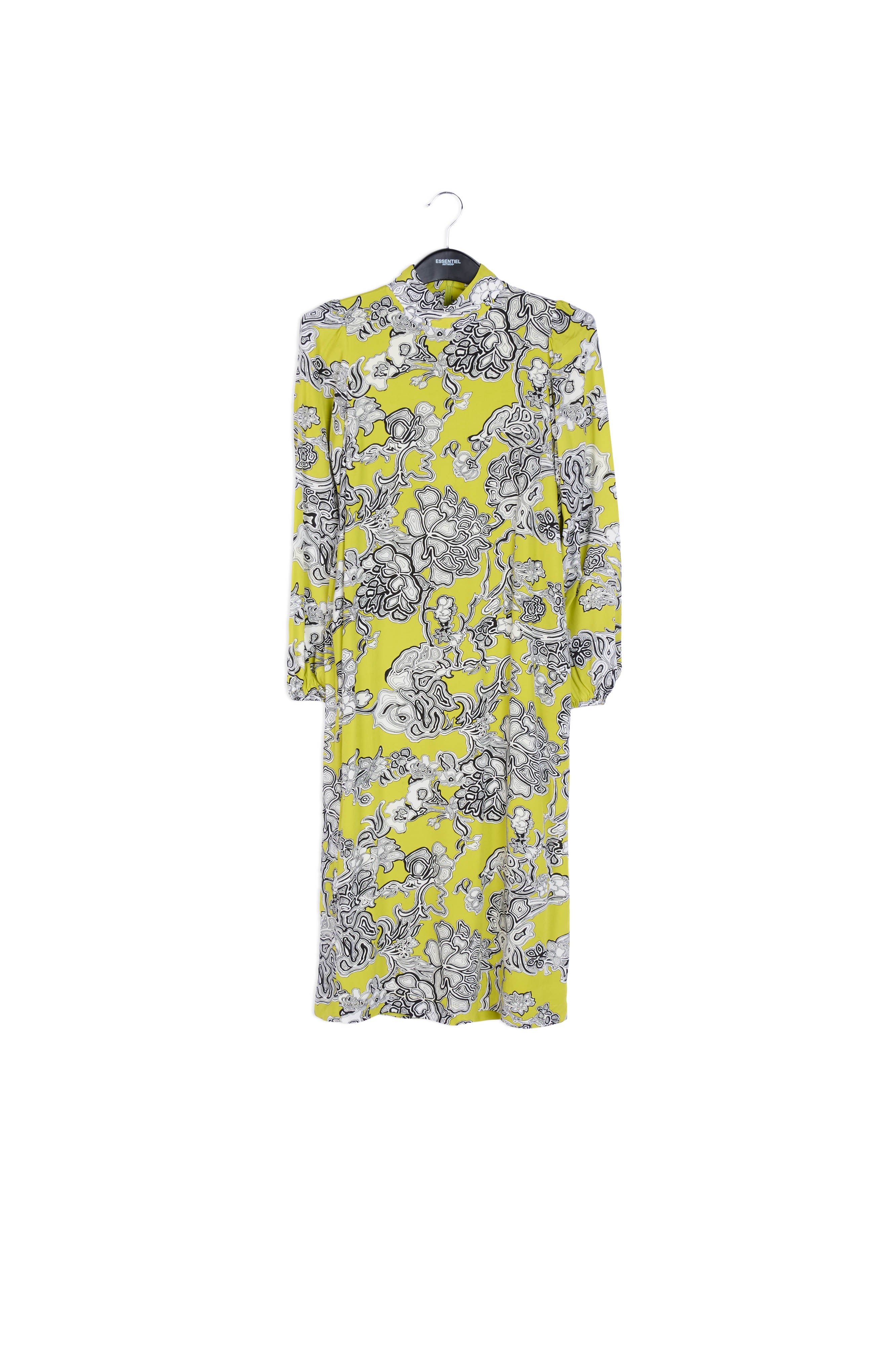 Lime green floral-print midi dress RE—SSENTIEL | Essentiel second hand