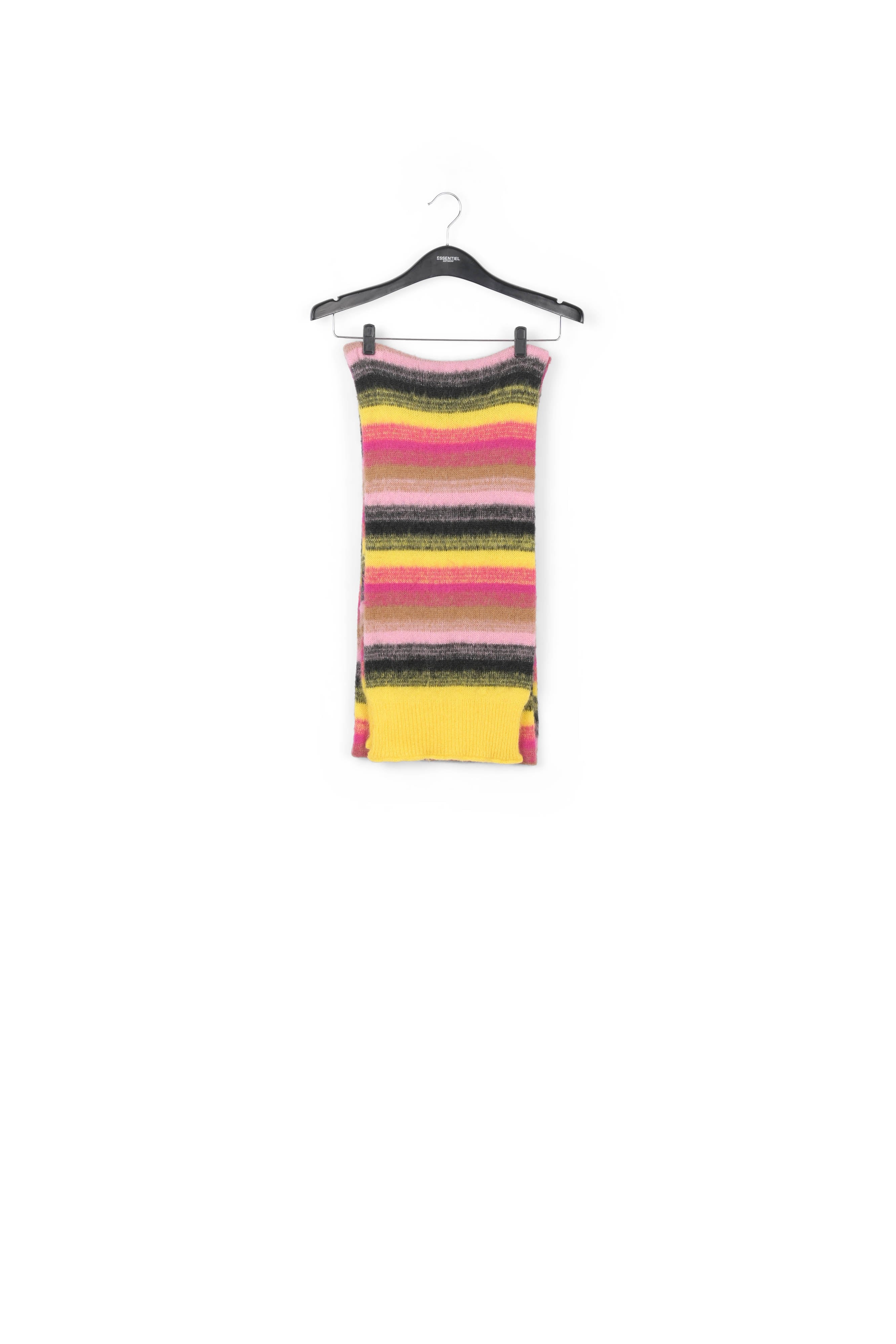 Yellow, pink and black striped scarf RE—SSENTIEL | Essentiel second hand