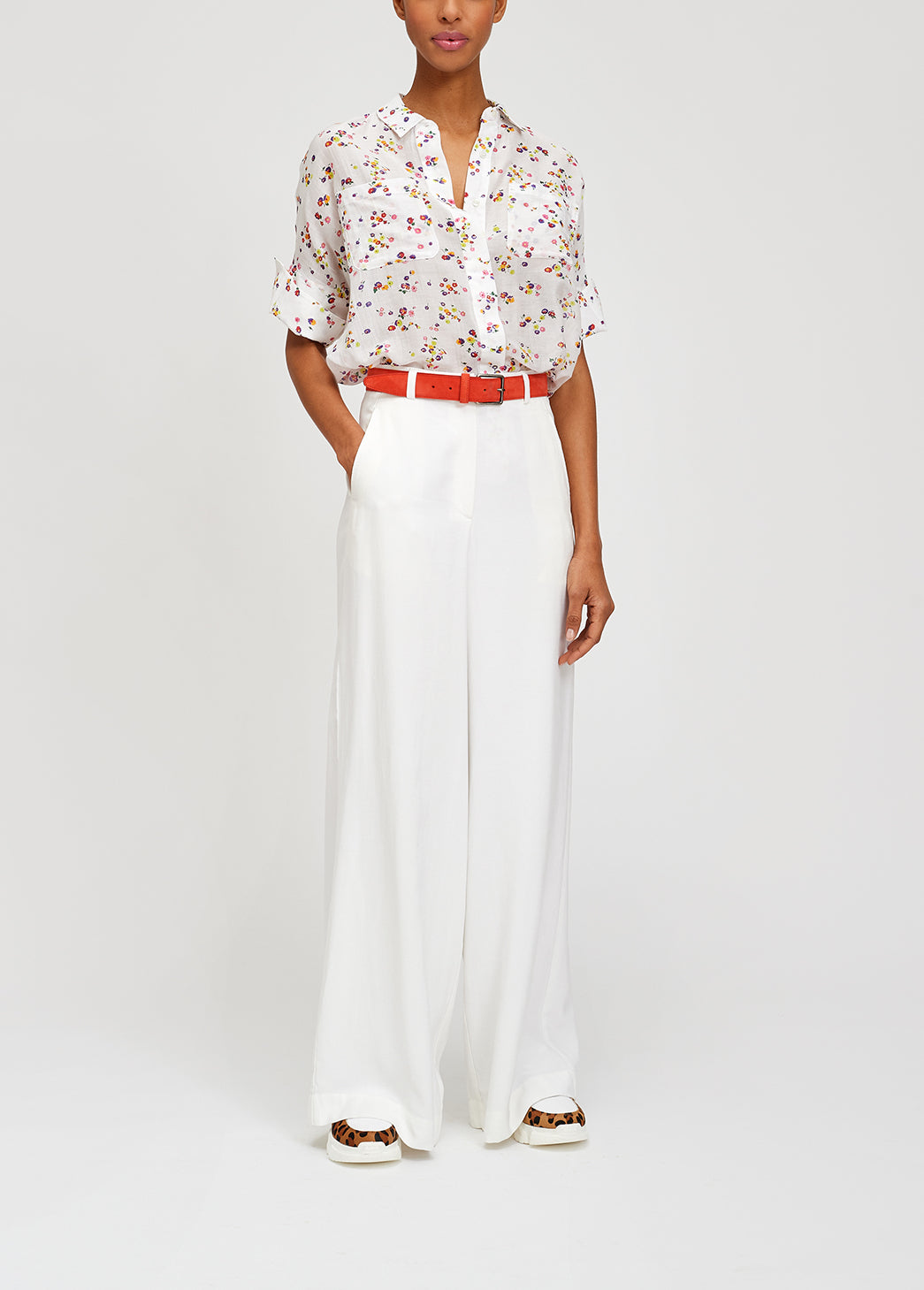 White floral shirt RE—SSENTIEL | Essentiel second hand