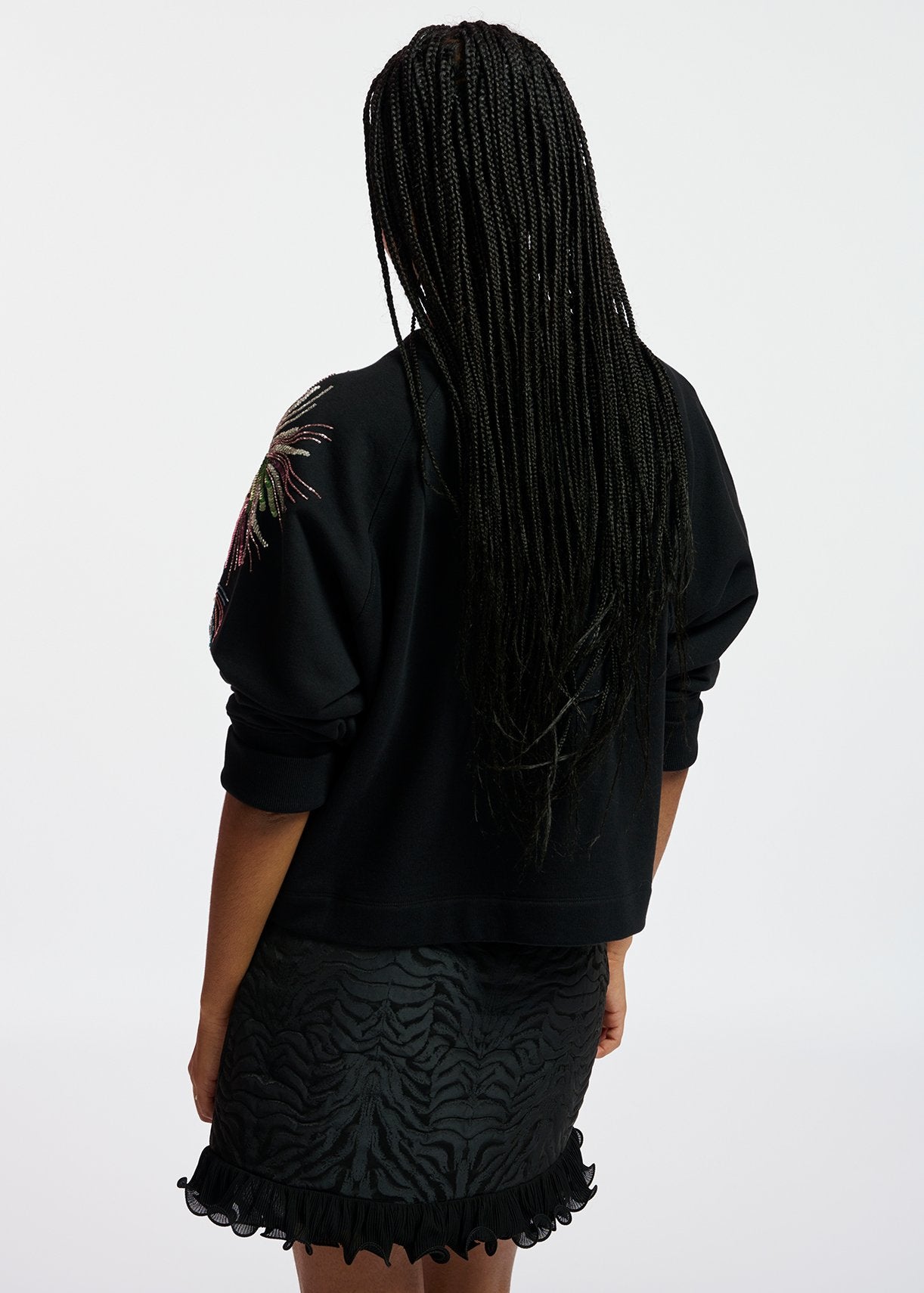 Sweatshirt en coton bio noir à perles et paillettes RE—SSENTIEL | Essentiel second hand