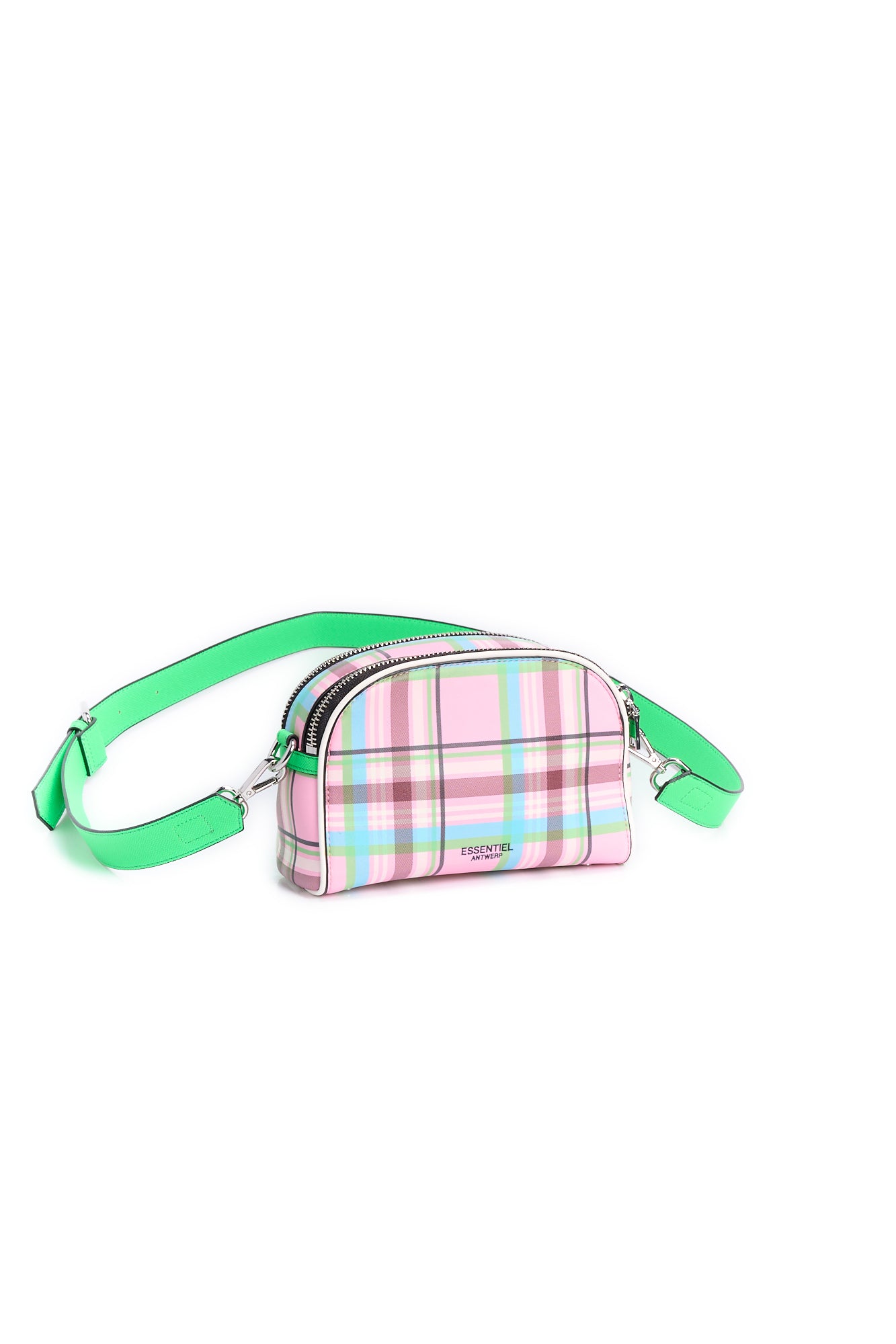 Pink and purple checked shoulder bag RE—SSENTIEL | Essentiel second hand