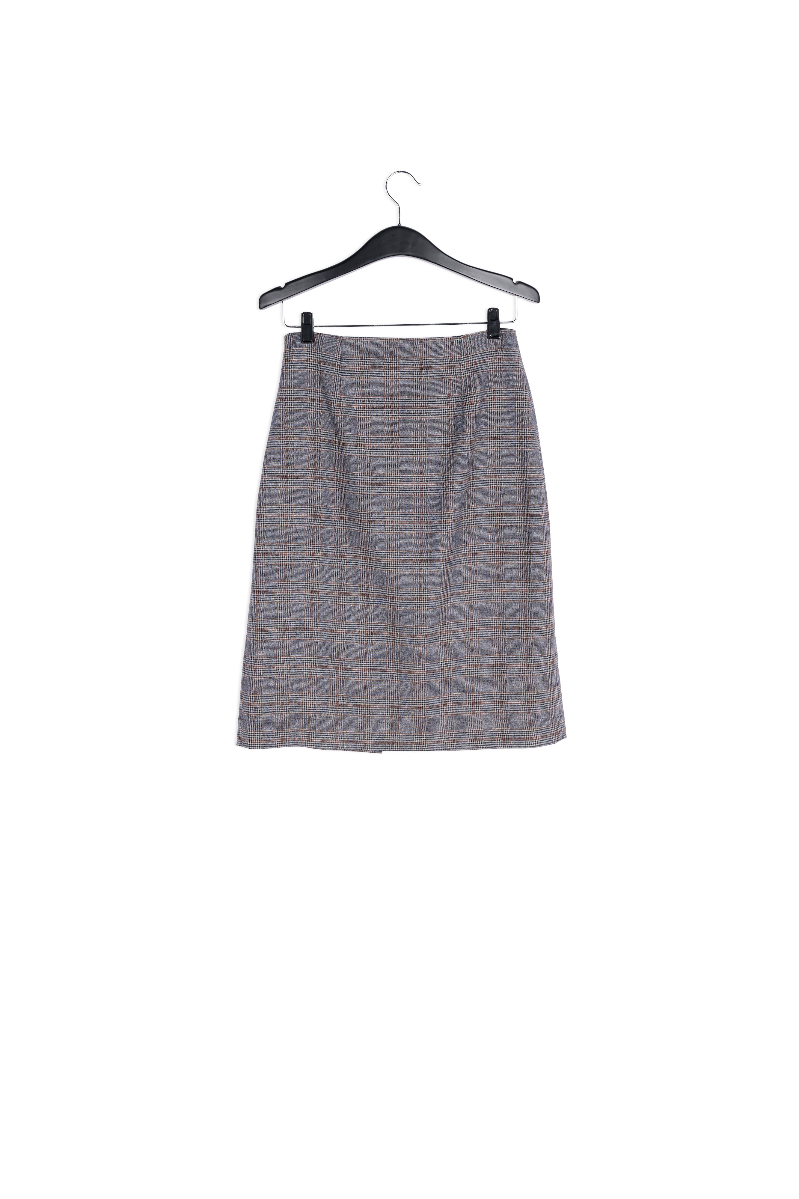 Jupe grise à carreaux avec fente volantée RE—SSENTIEL | Essentiel second hand