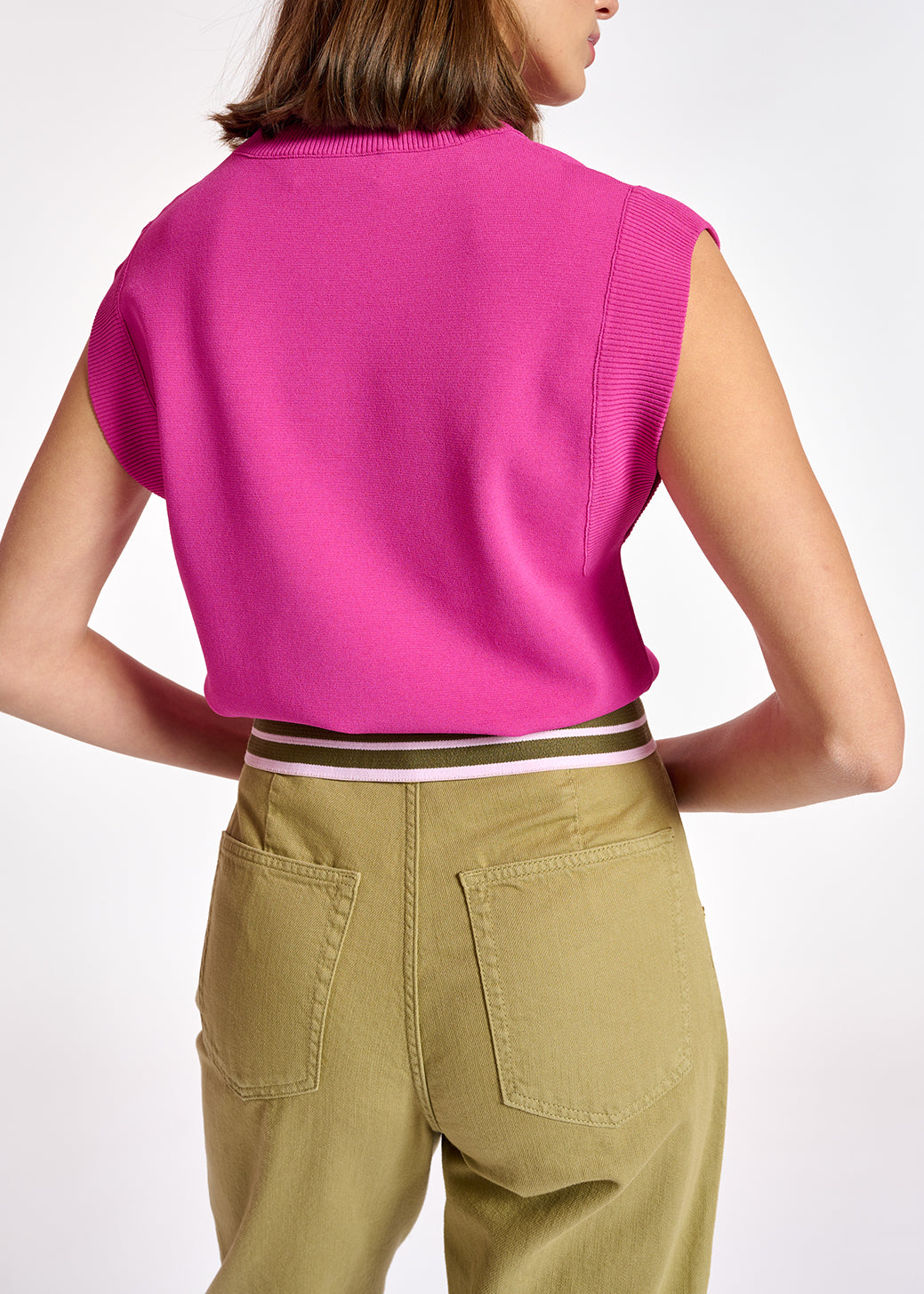 Pink sleeveless knitted top RE—SSENTIEL | Essentiel second hand