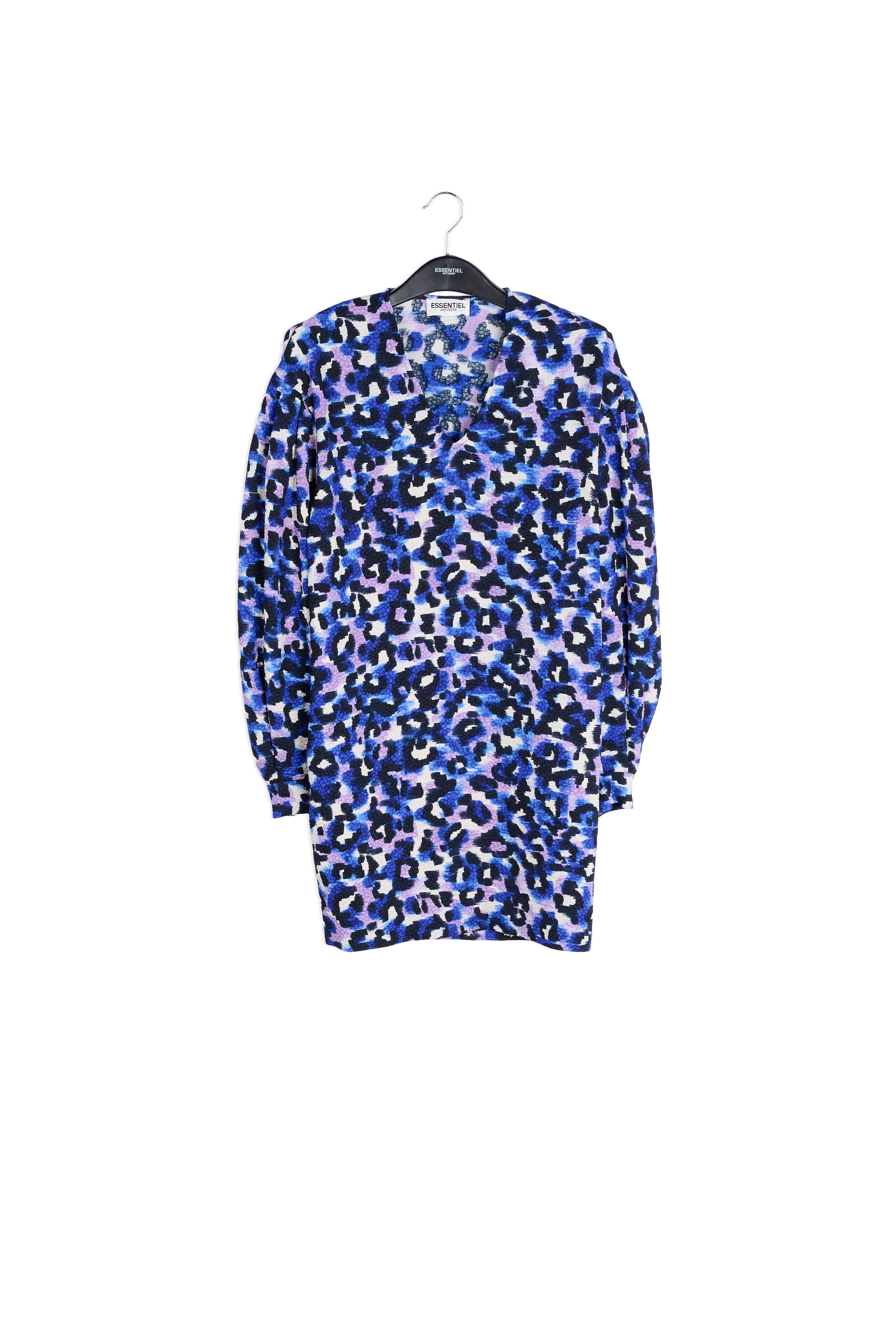 Blue and lilac leopard print mini dress RE—SSENTIEL | Essentiel second hand