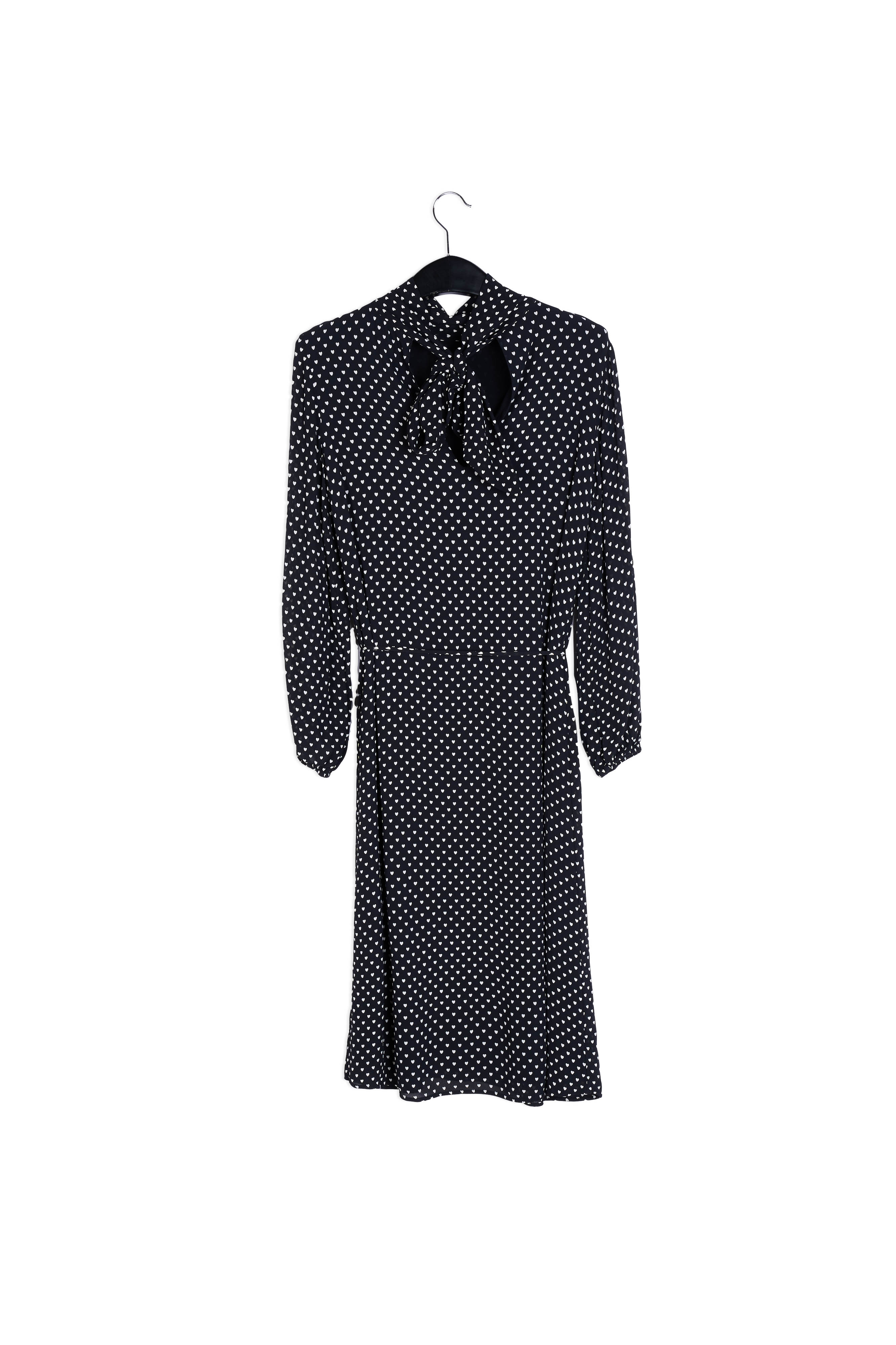 Zwarte halflange jurk met hartjes RE—SSENTIEL | Essentiel second hand