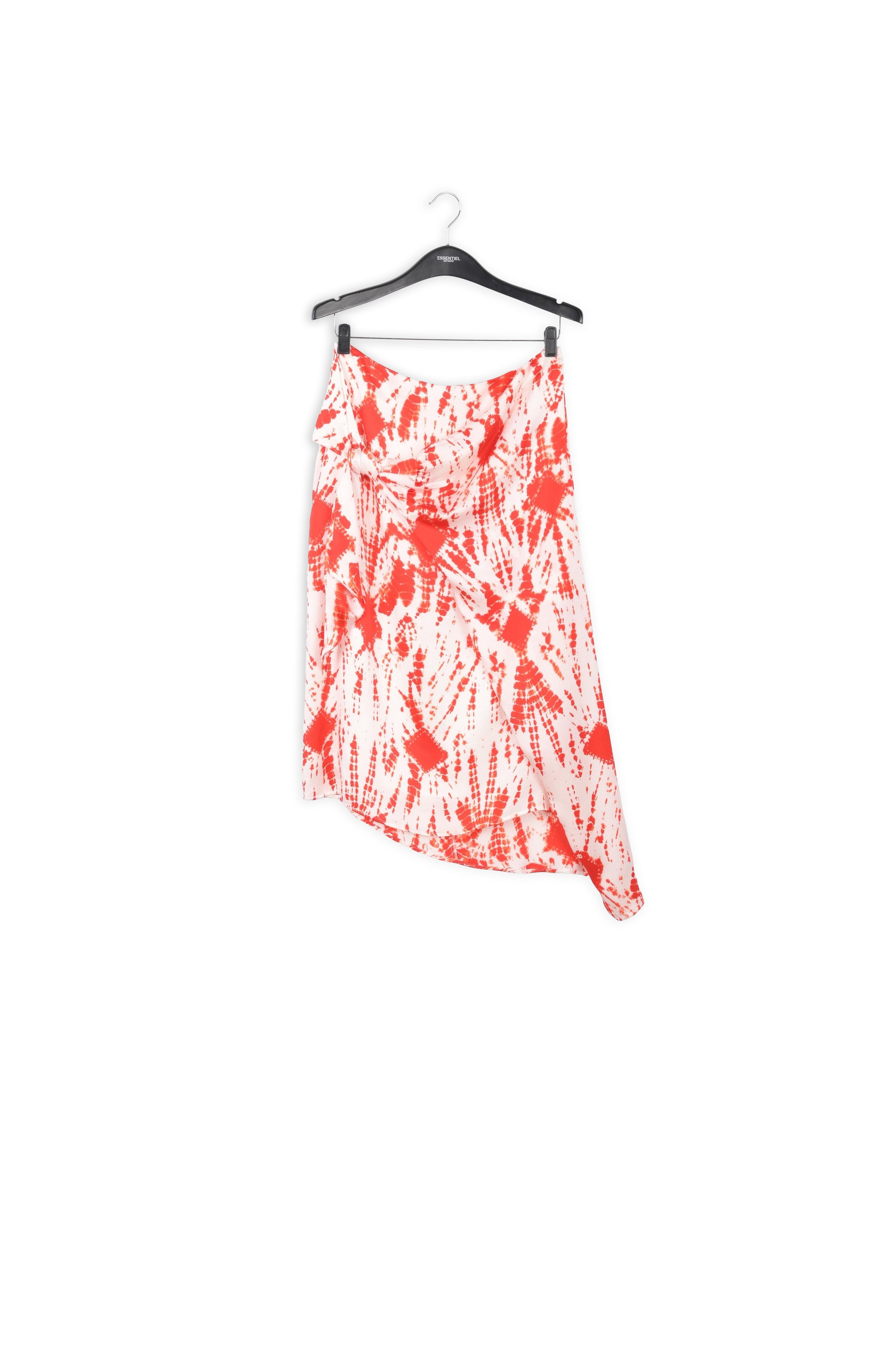 Gebroken witte en rode tie-dyed zijden midirok RE—SSENTIEL | Essentiel second hand