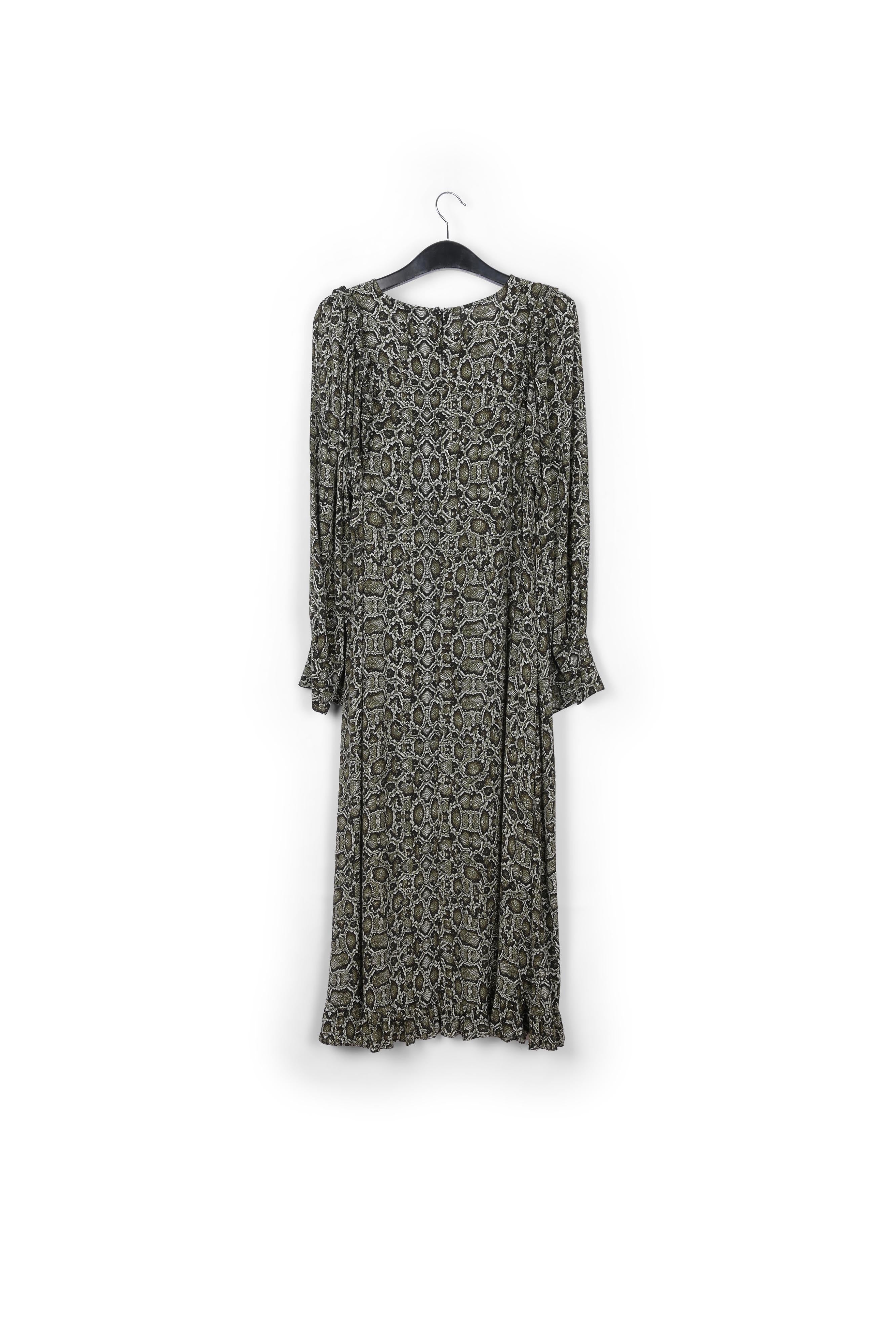 Robe midi vert kaki à imprimé serpent RE—SSENTIEL | Essentiel second hand