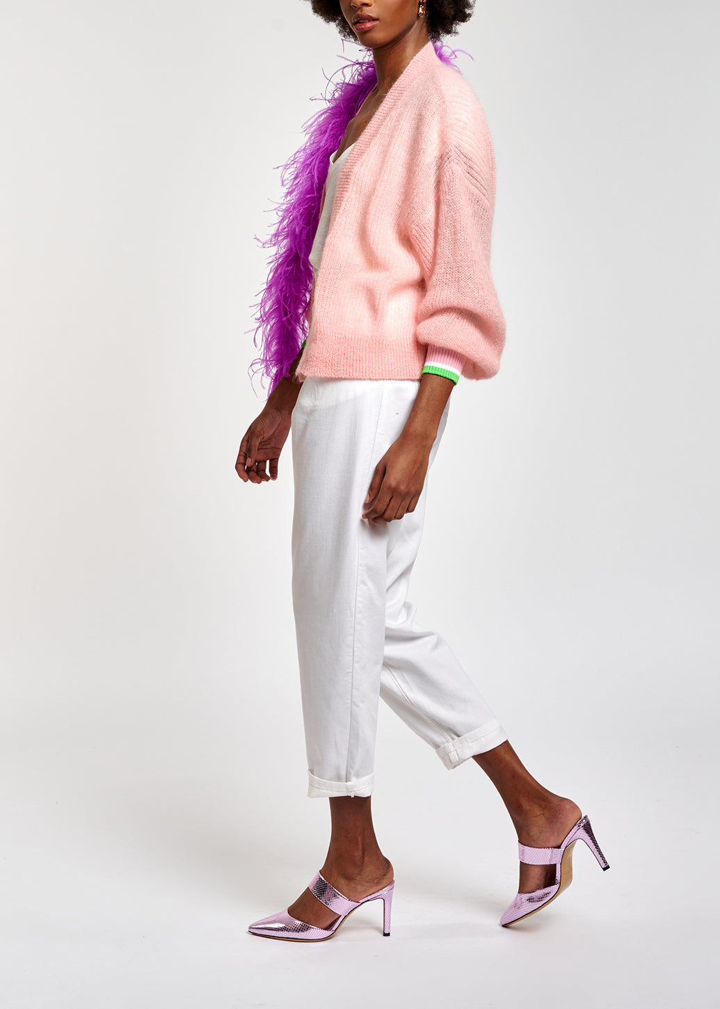 Light pink kid mohair cardigan RE—SSENTIEL | Essentiel second hand