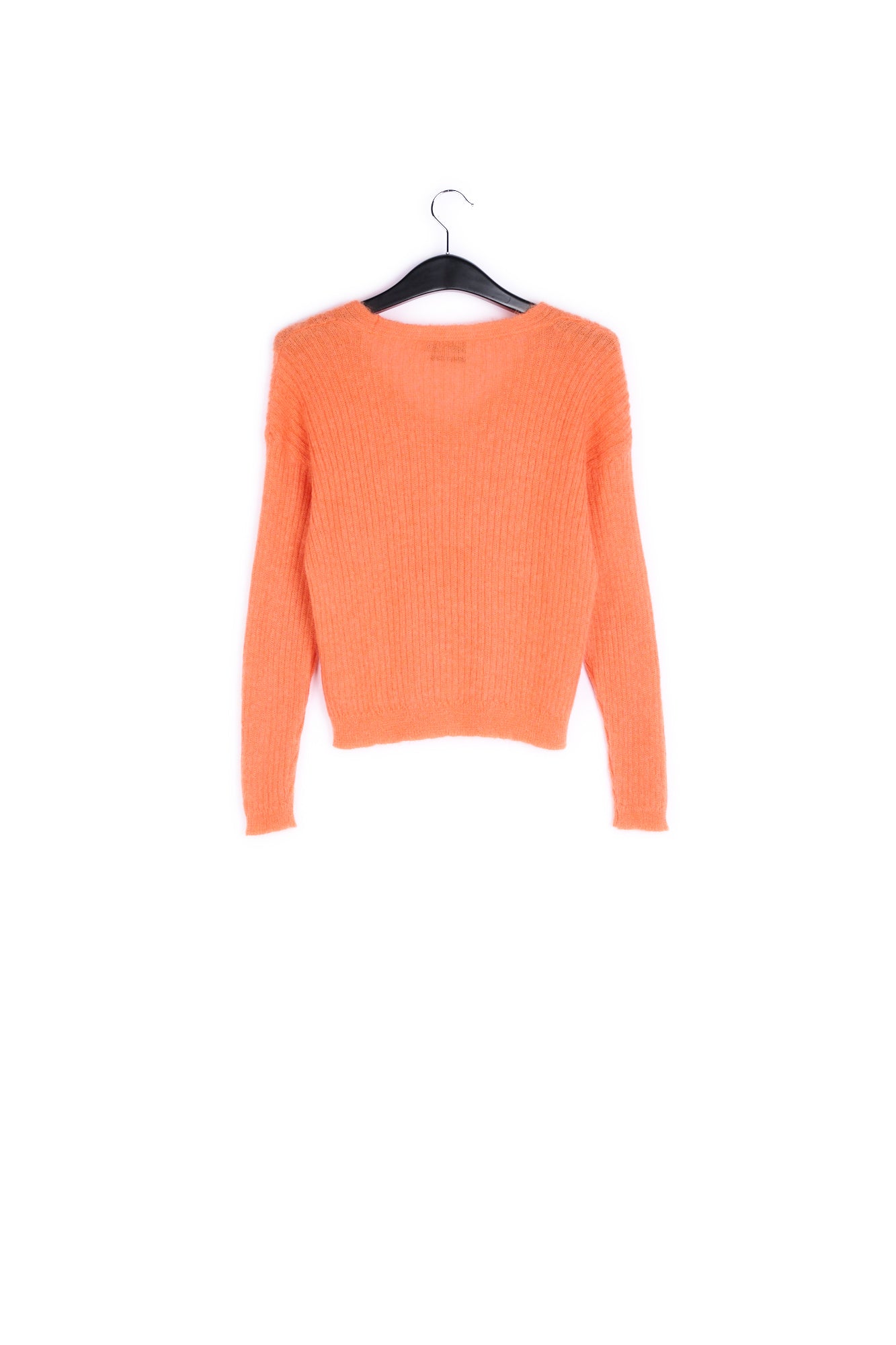 Orange mohair-blend ribbed-knit v-neck sweater RE—SSENTIEL | Essentiel second hand