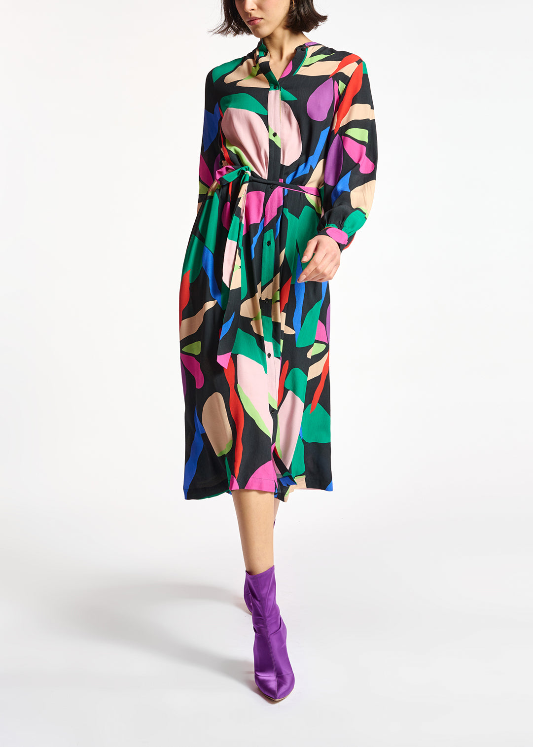 Black graphic-print shirt dress RE—SSENTIEL | Essentiel second hand
