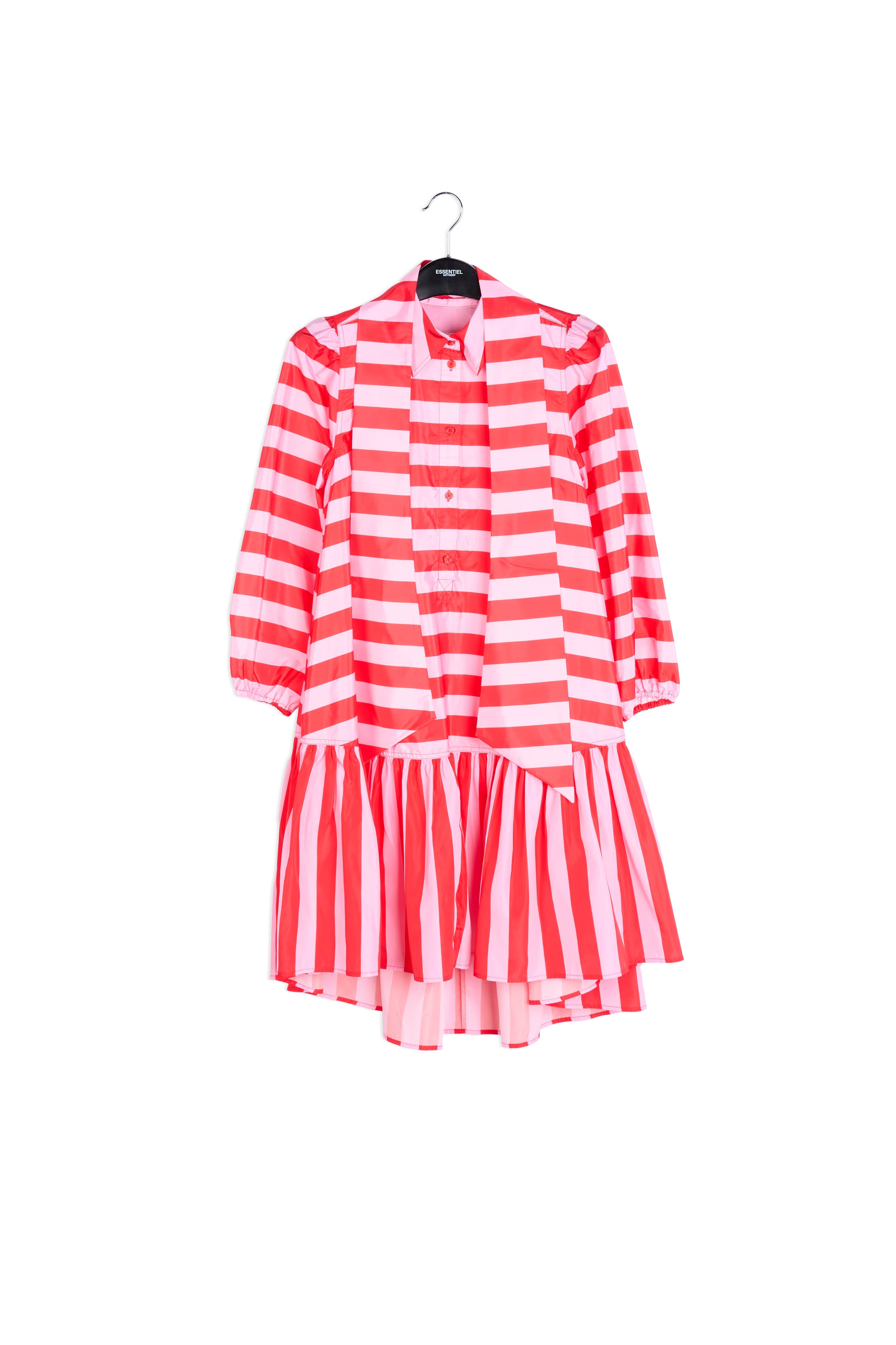 Red and pink striped oversized mini dress RE—SSENTIEL | Essentiel second hand