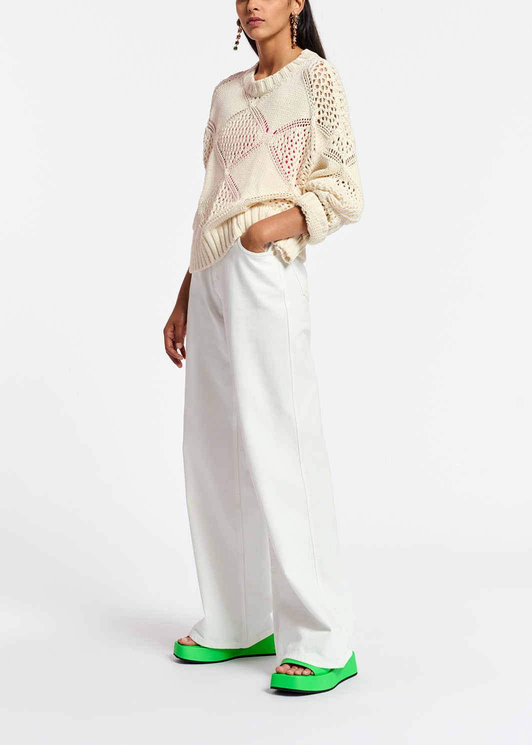 Off-white pointelle-knitted sweater RE—SSENTIEL | Essentiel second hand