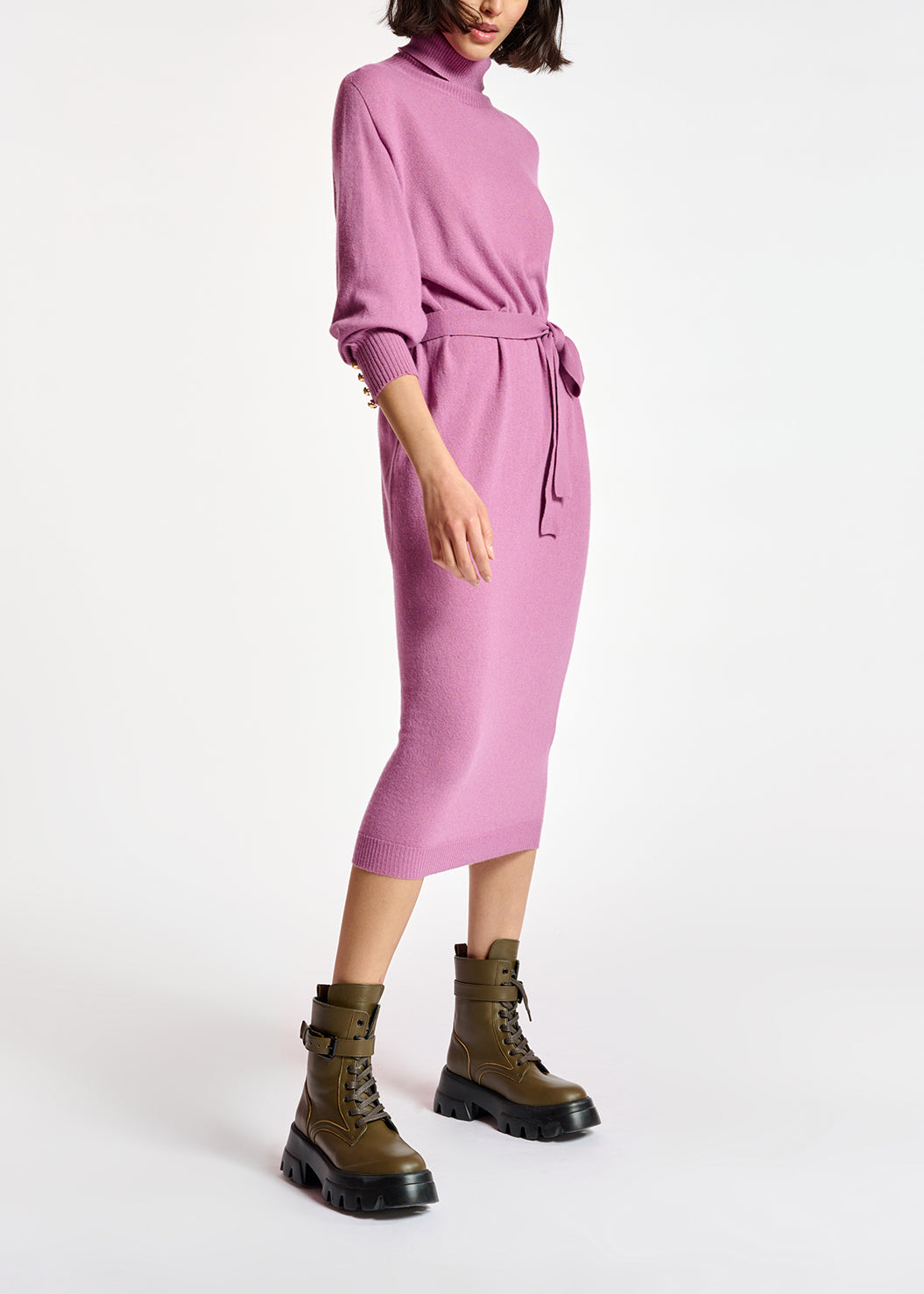 Dark lilac turtleneck knit dress RE—SSENTIEL | Essentiel second hand
