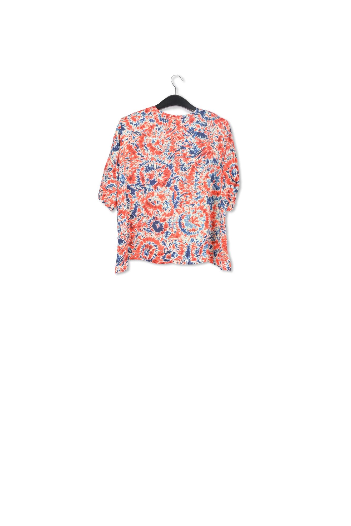 Top oversize à  imprimé tie dye rouge et bleu RE—SSENTIEL | Essentiel second hand