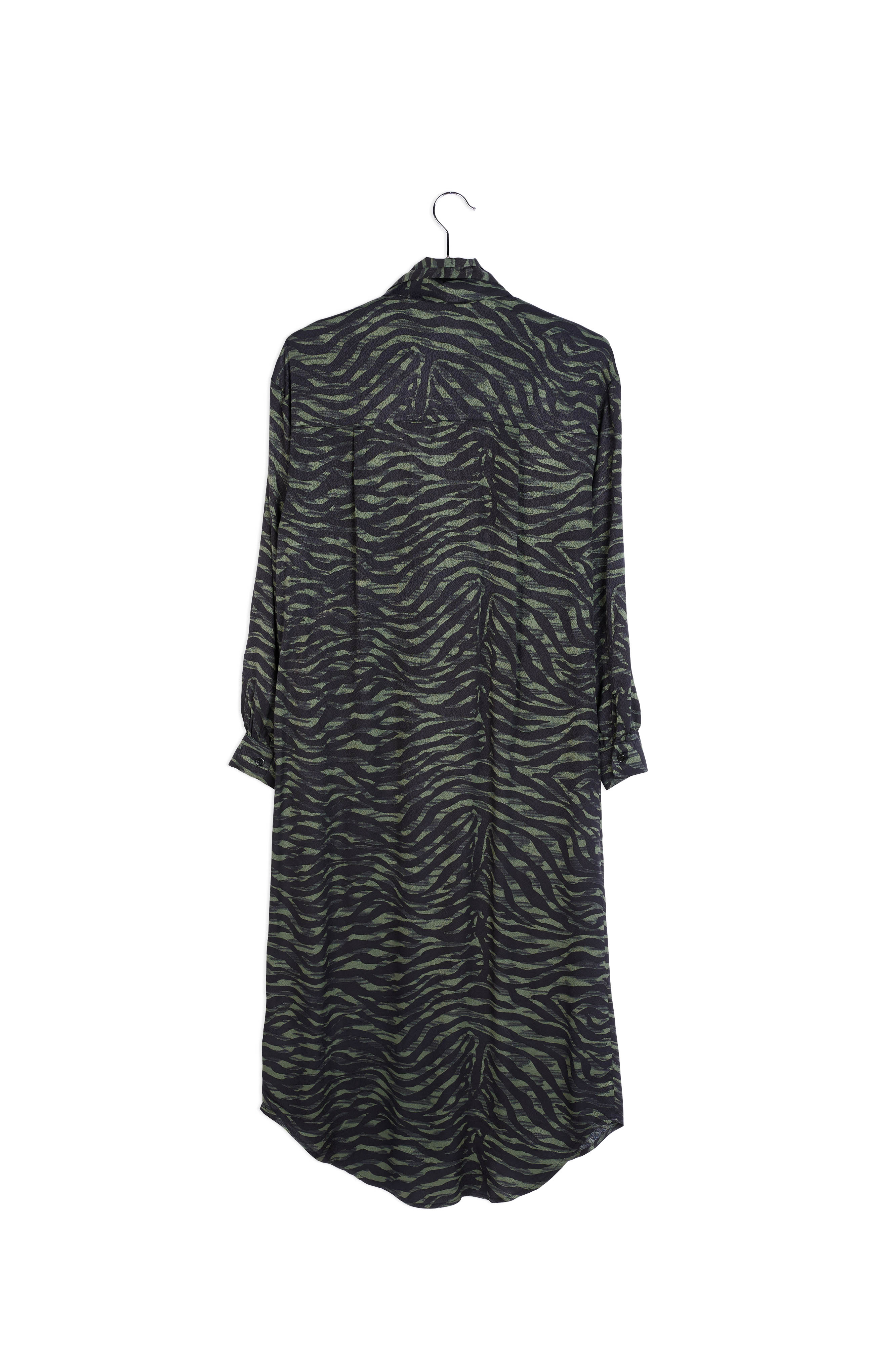 Green and black zebra print midi shirt dress RE—SSENTIEL | Essentiel second hand