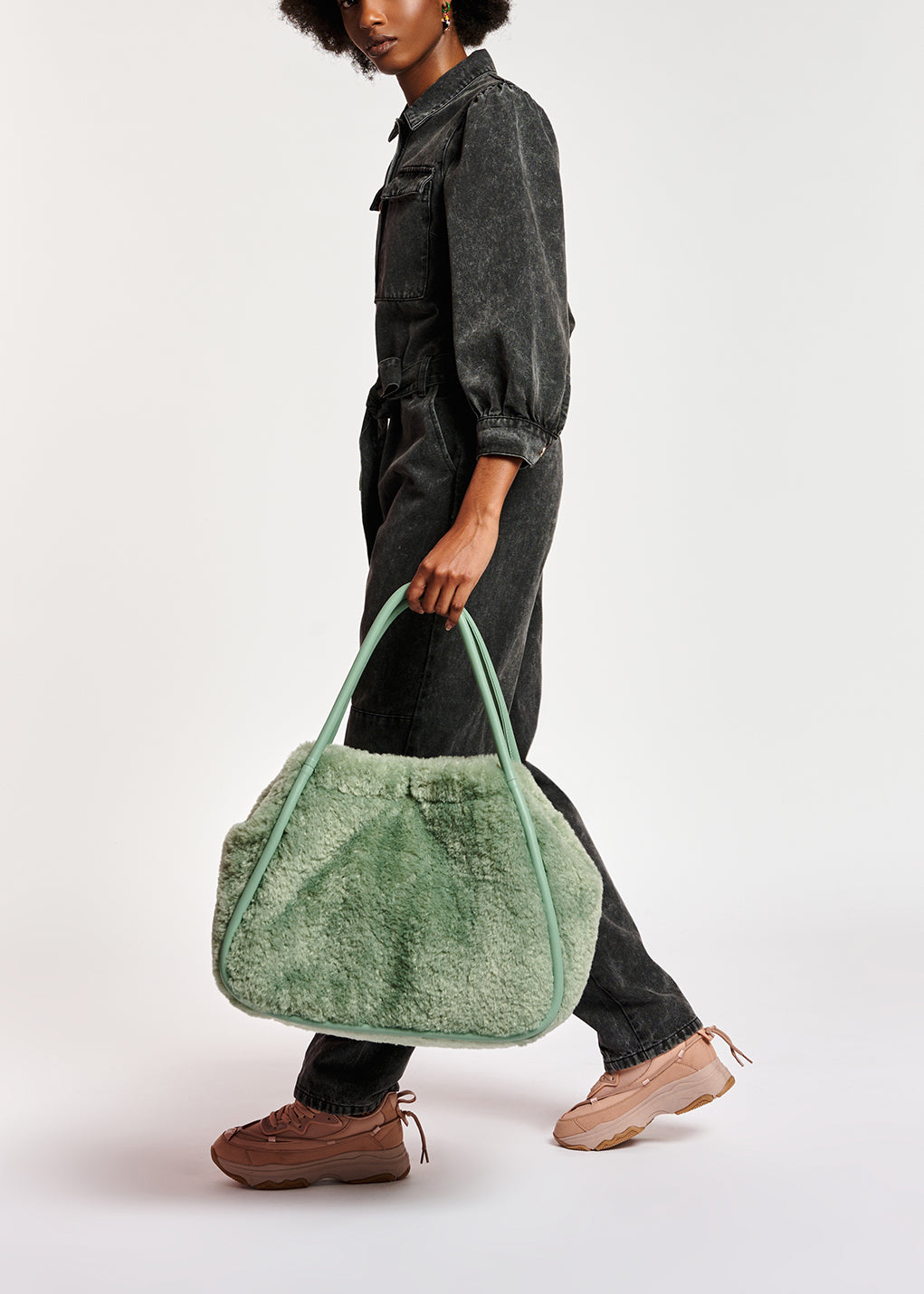 Dark grey belted denim jumpsuit RE—SSENTIEL | Essentiel second hand