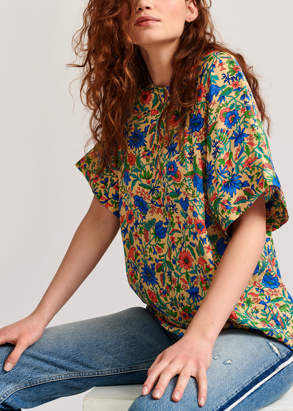 Cream floral-print top RE—SSENTIEL | Essentiel second hand