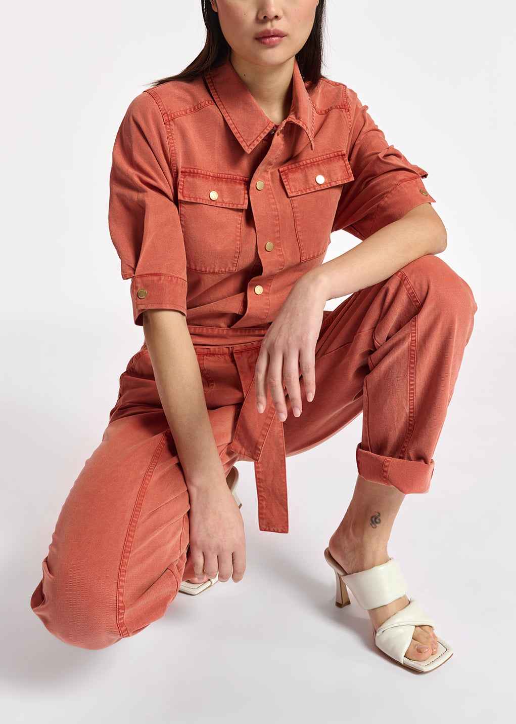 Combinaison en coton mélangé orange foncé RE—SSENTIEL | Essentiel second hand