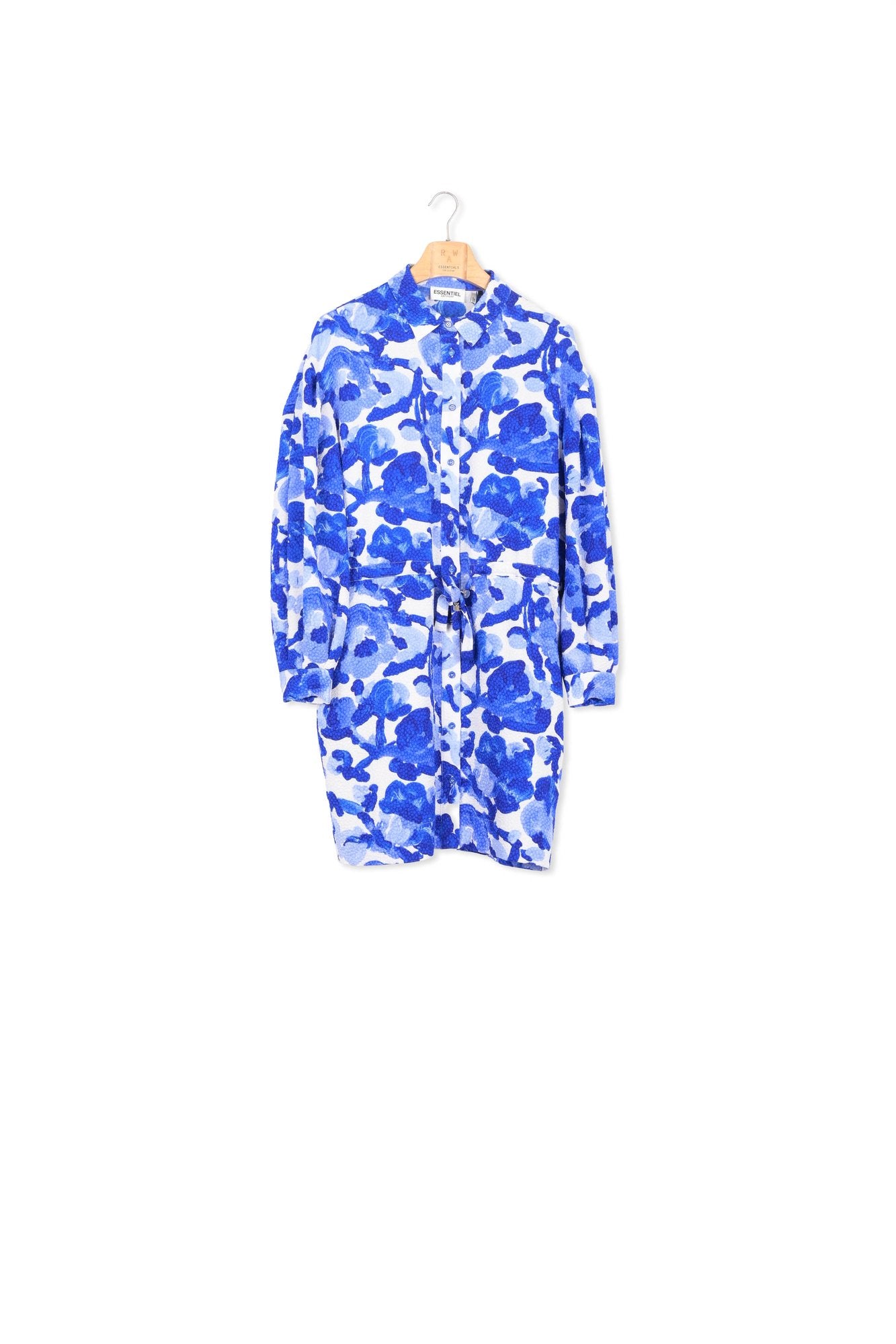 White and blue floral print mini dress RE—SSENTIEL | Essentiel second hand