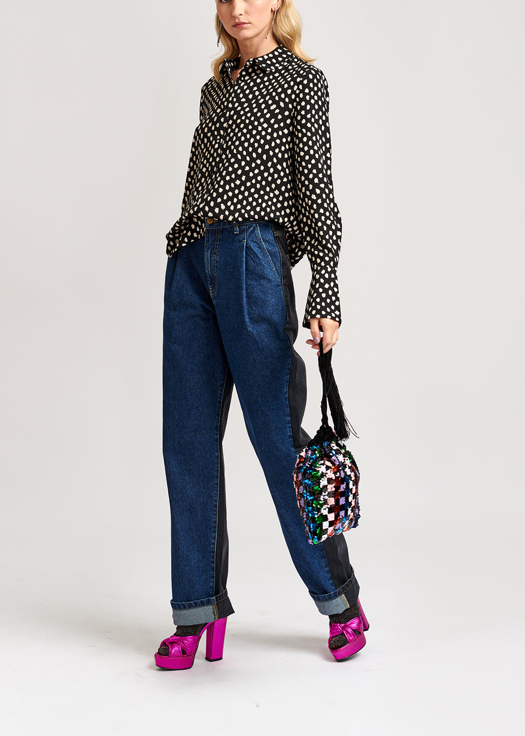 Black polka dot shirt RE—SSENTIEL | Essentiel second hand