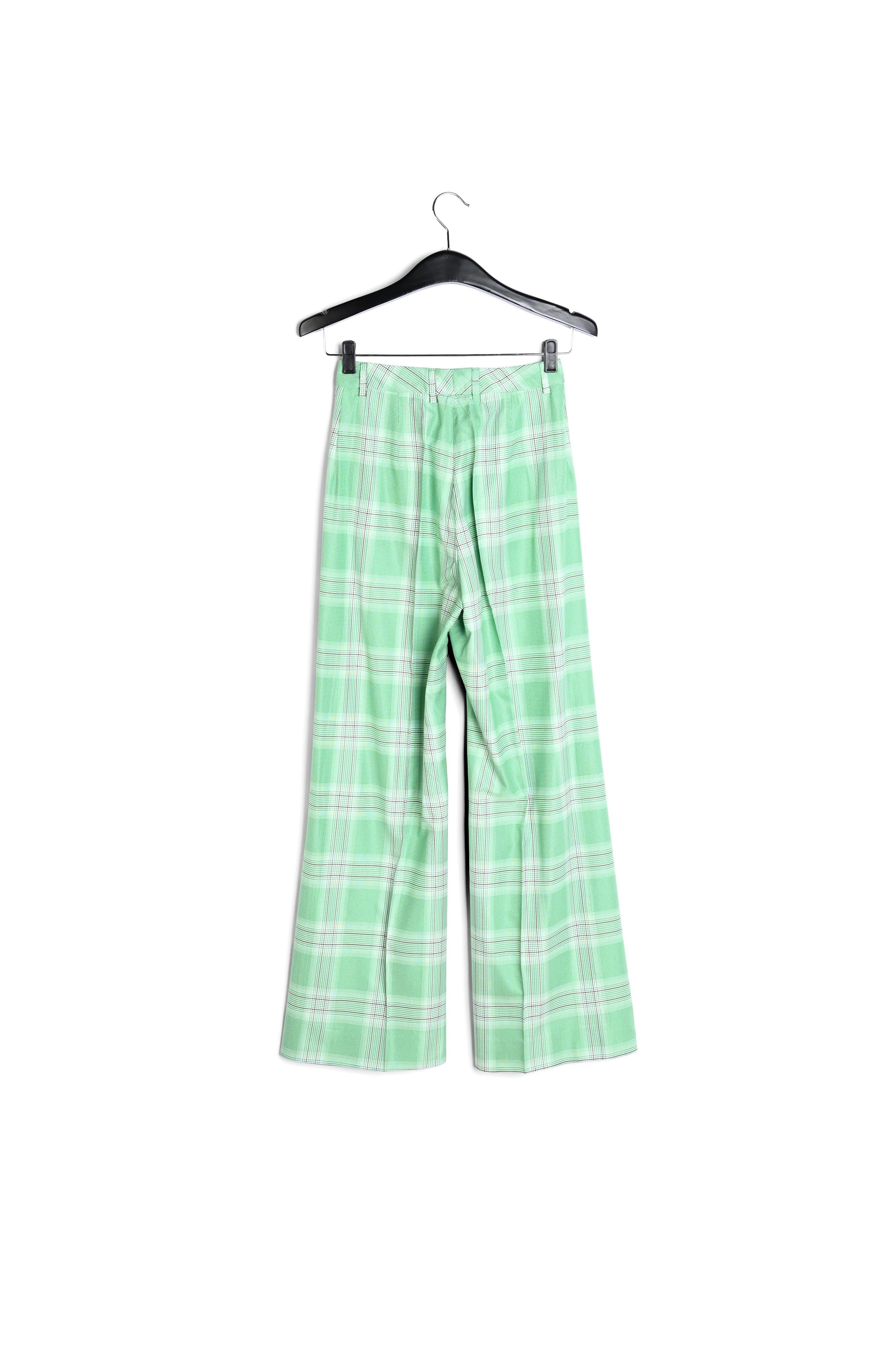 Pantalon tartan vert aux jambes larges RE—SSENTIEL | Essentiel second hand