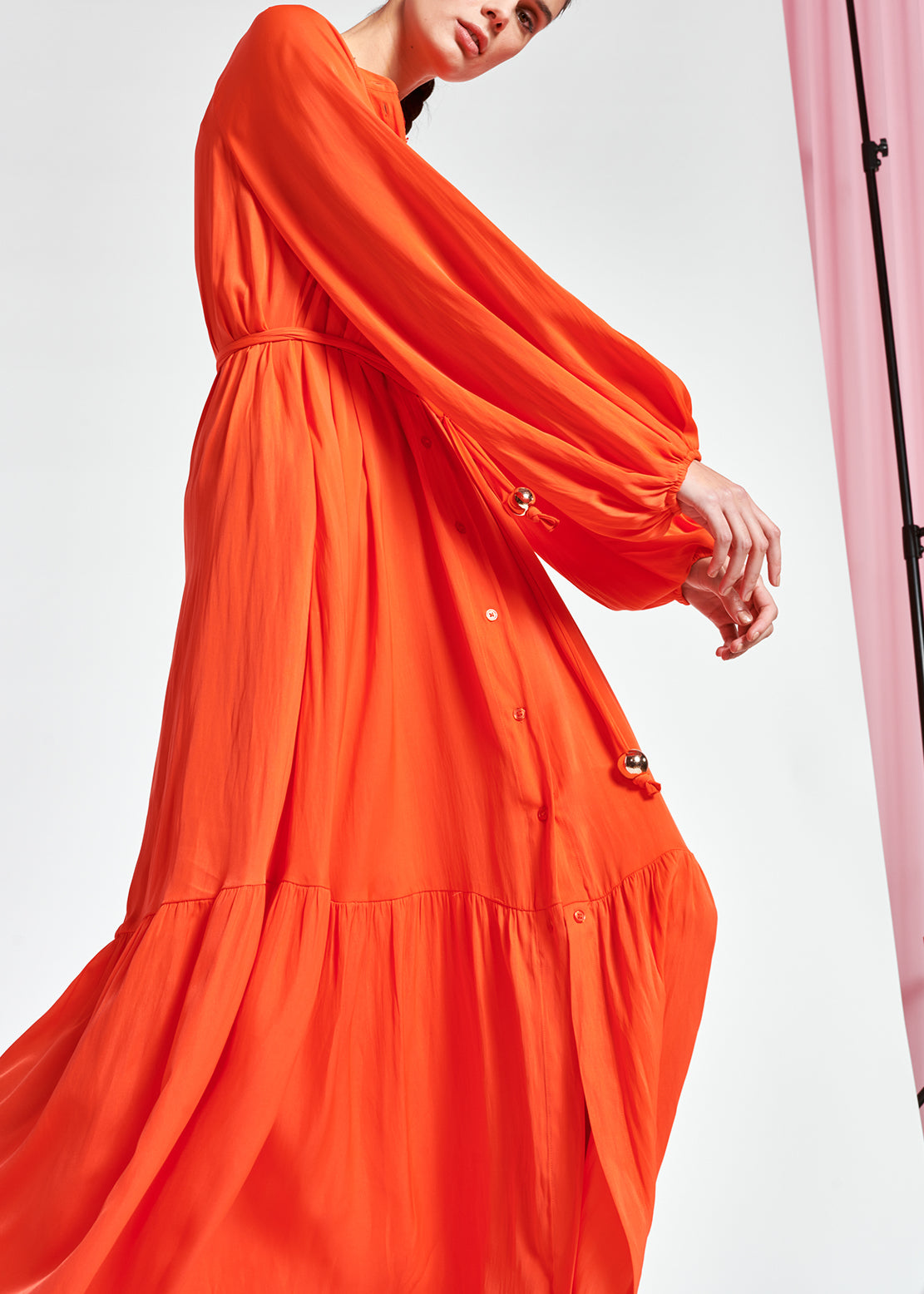 Bright orange long-sleeved maxi dress RE—SSENTIEL | Essentiel second hand