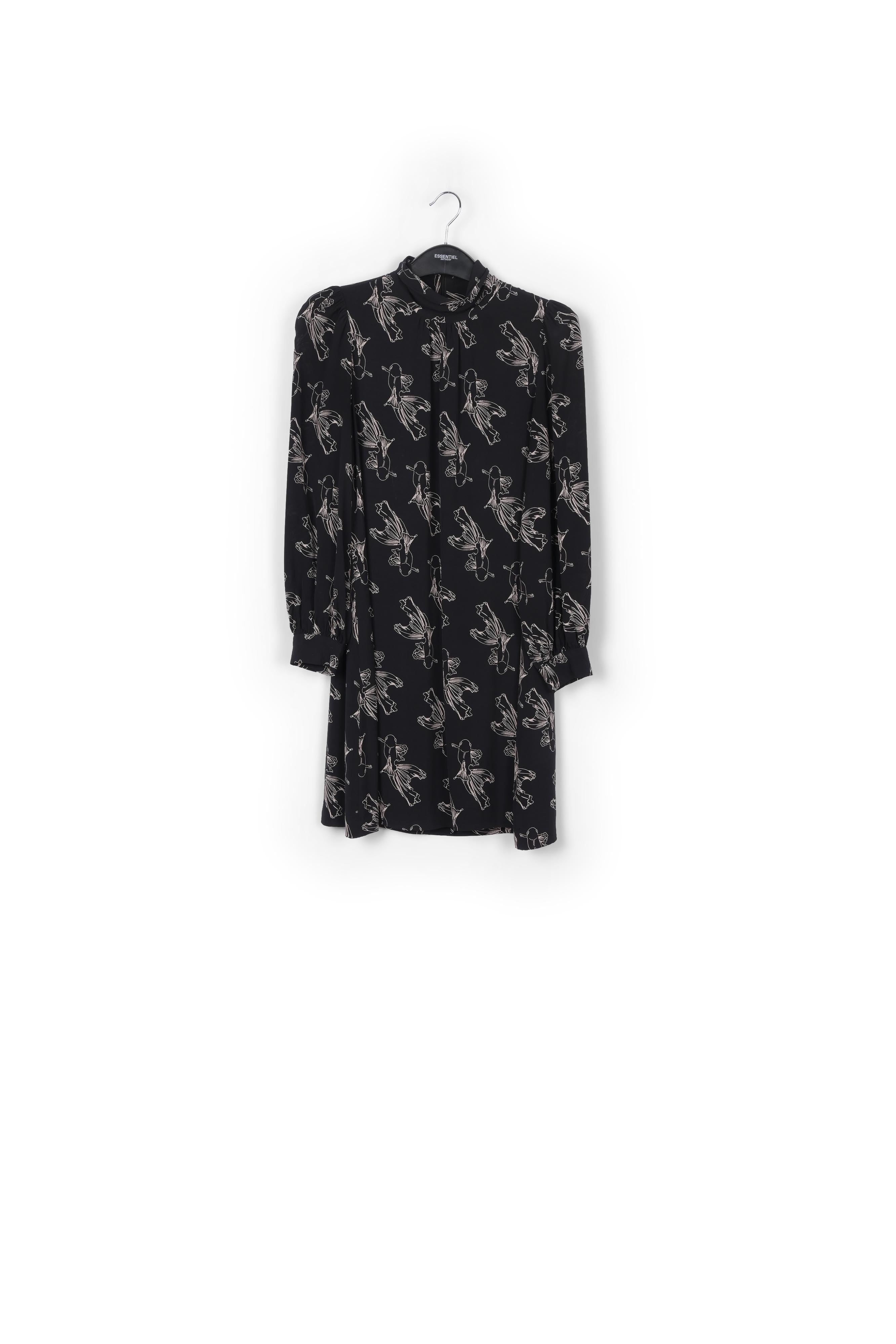 Mini-robe noire à imprimé graphique RE—SSENTIEL | Essentiel second hand