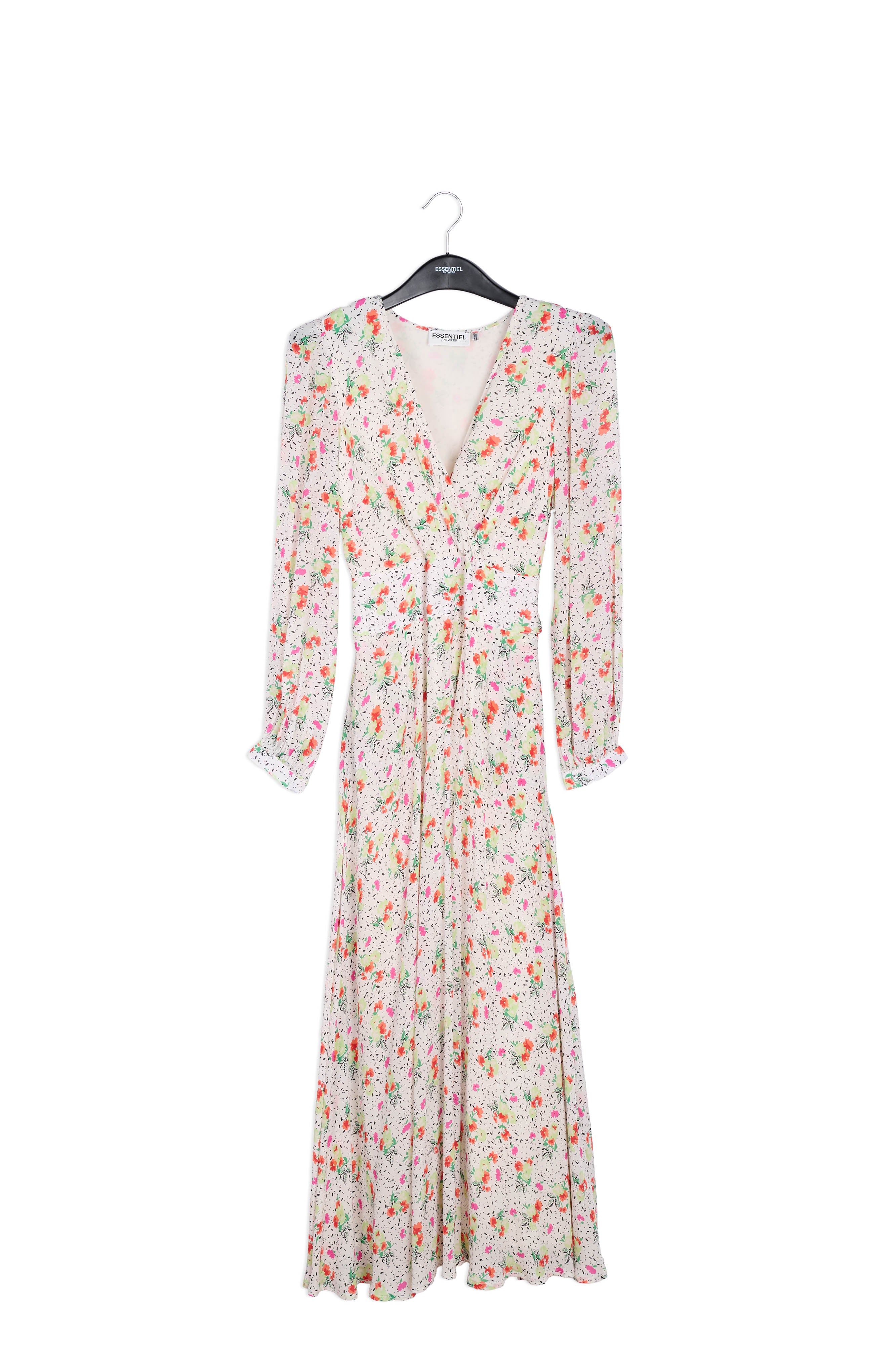 Off-white floral-print wrap maxi dress RE—SSENTIEL | Essentiel second hand