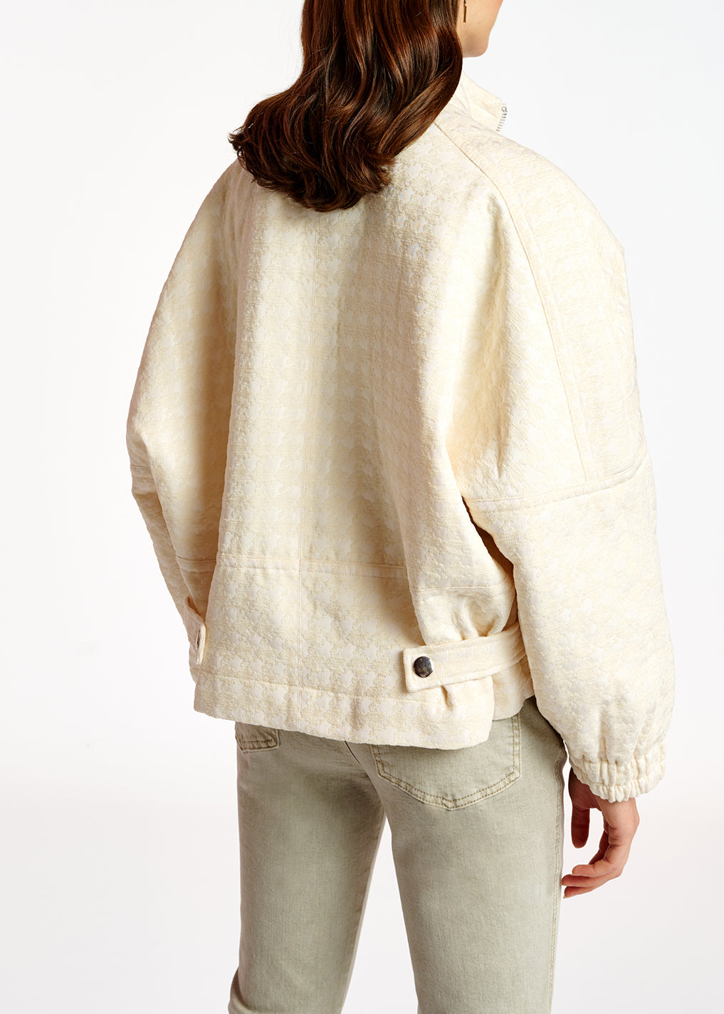 Off-white houndstooth jacquard bomber jacket RE—SSENTIEL | Essentiel second hand