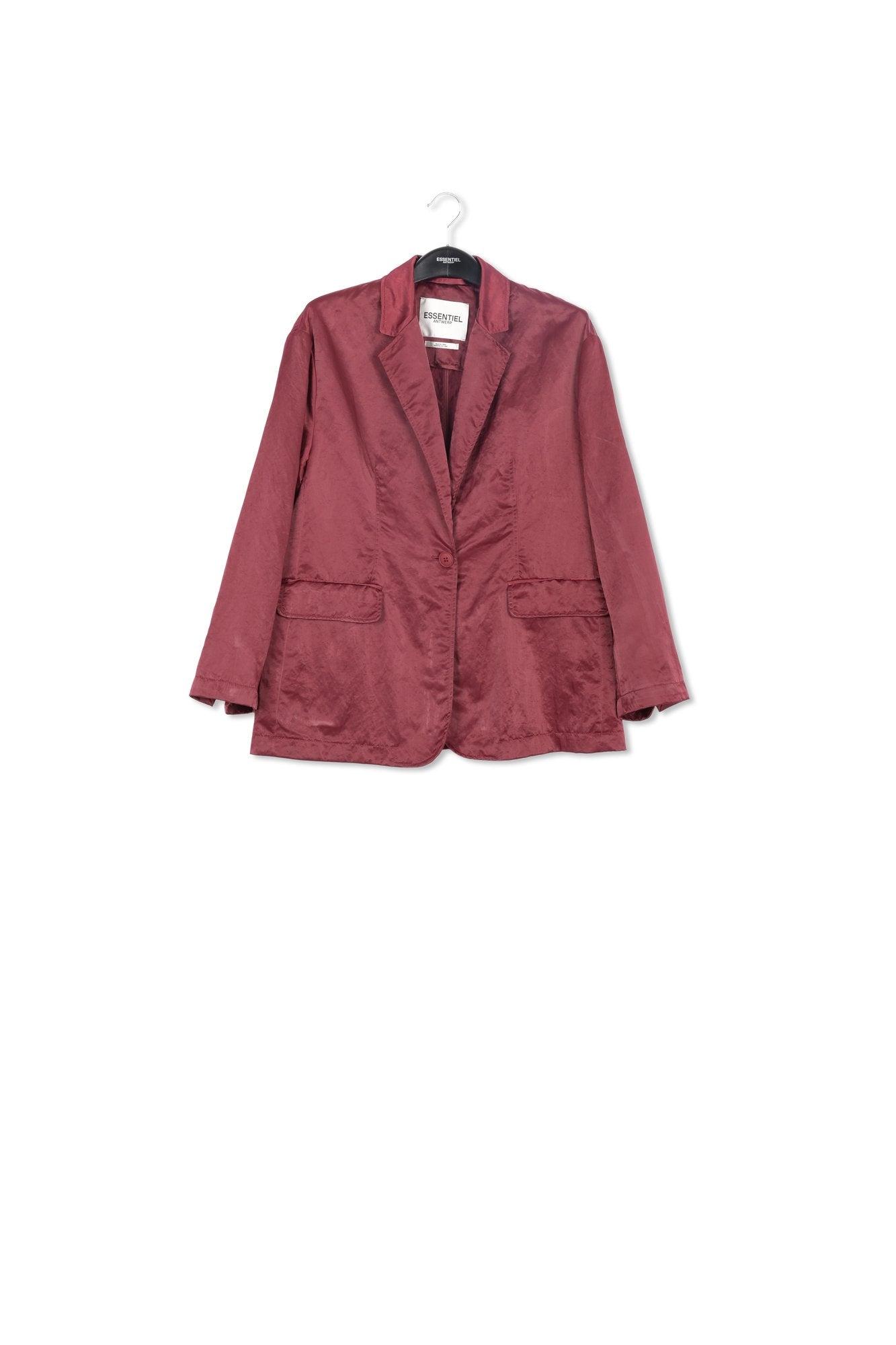 Blazer droit en satin bordeaux RE—SSENTIEL | Essentiel second hand