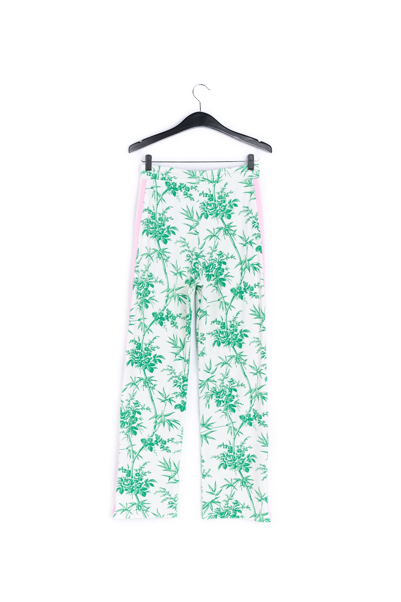 Classic white tracksuit bottoms with green print RE—SSENTIEL | Essentiel second hand