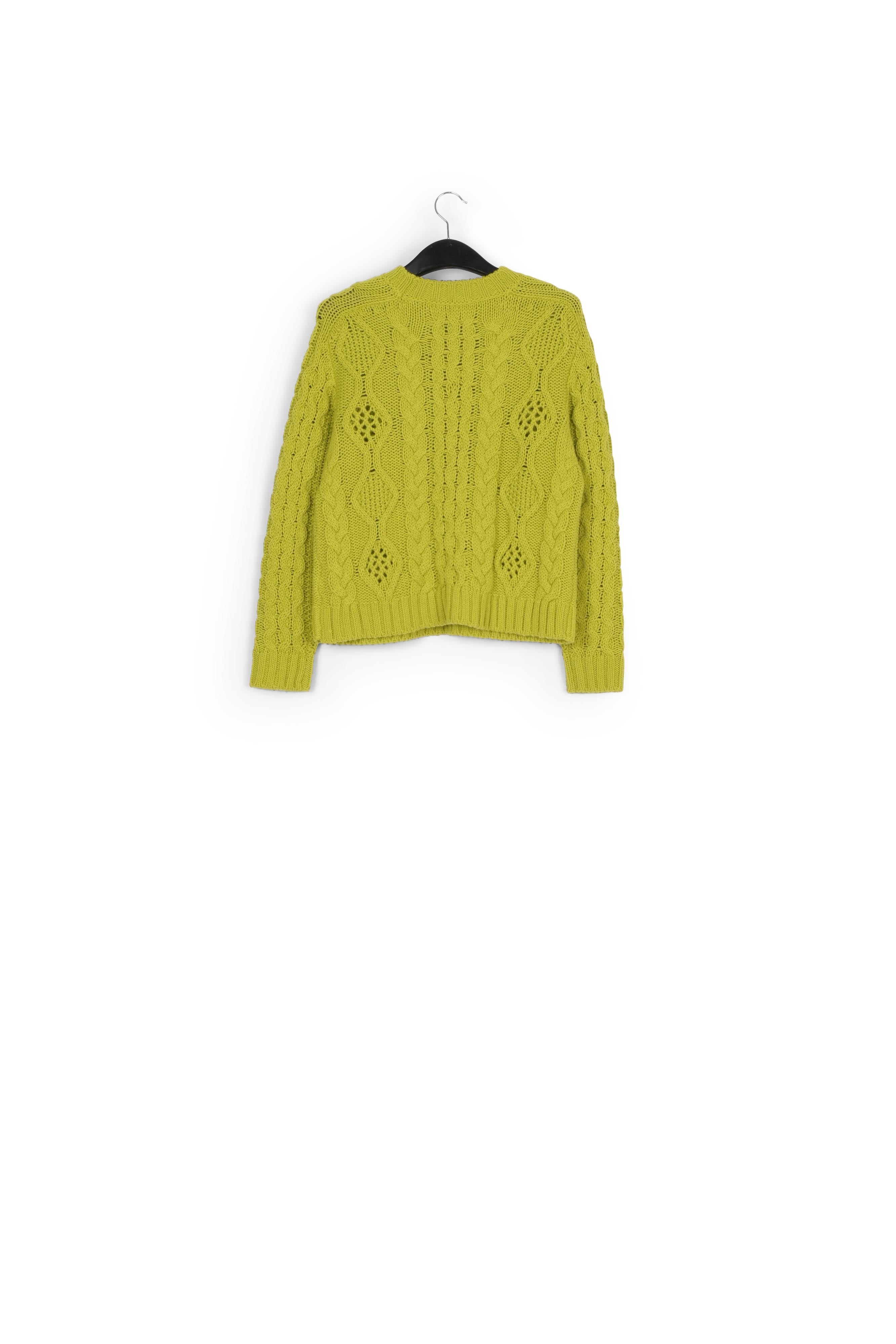 Pull vert citron en tricot torsadé RE—SSENTIEL | Essentiel second hand