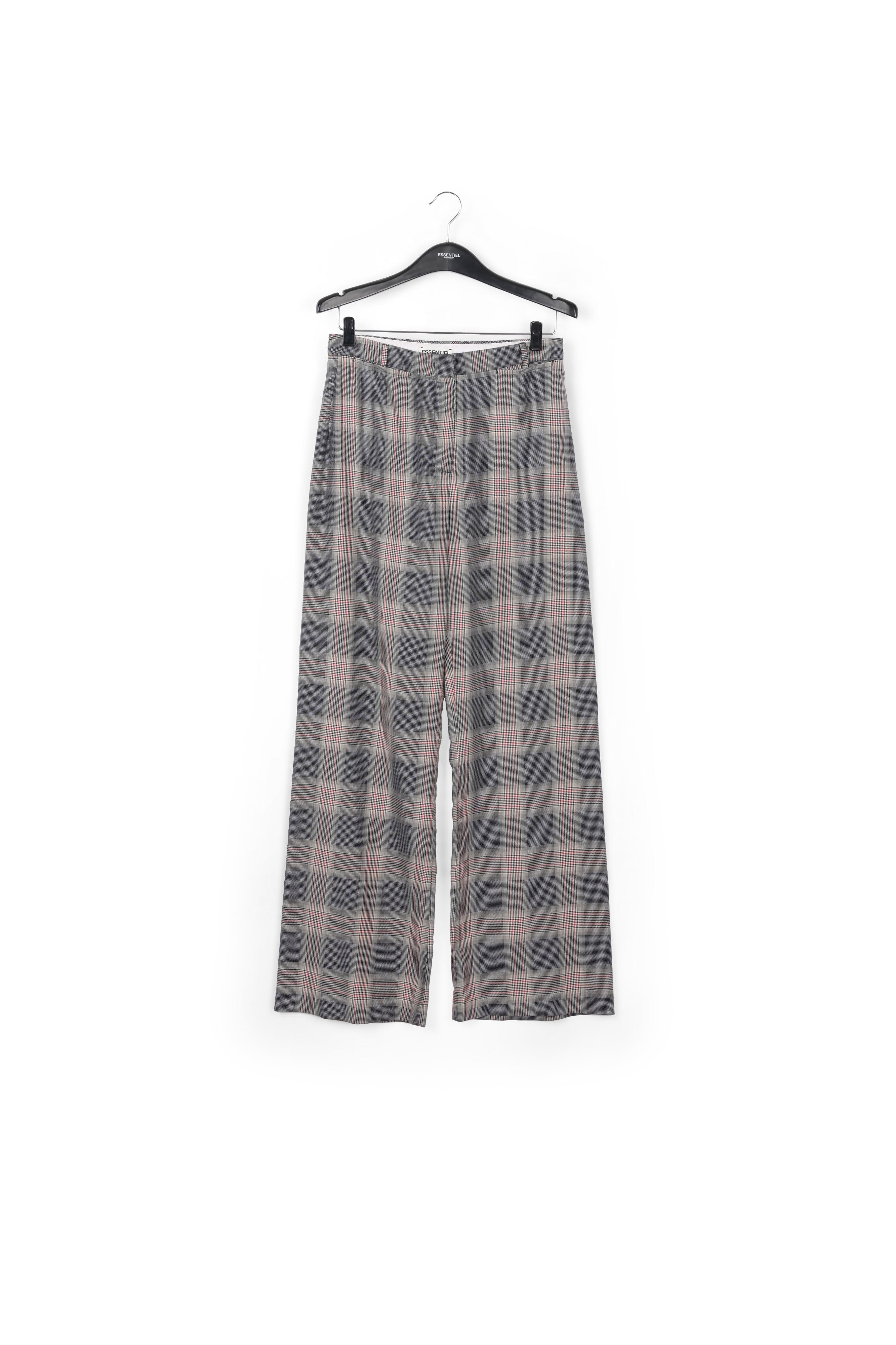 Grey plaid wide-leg pants RE—SSENTIEL | Essentiel second hand